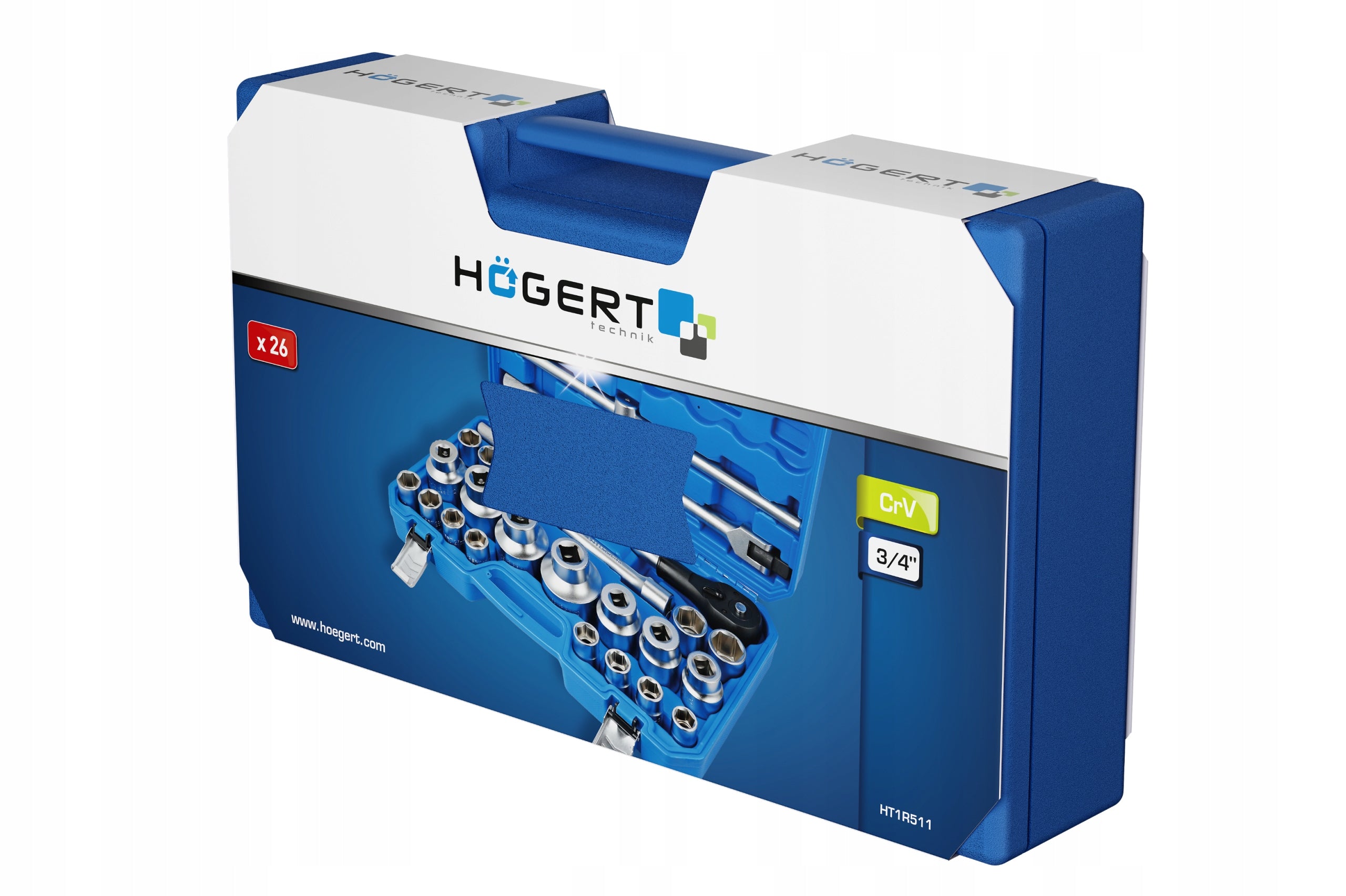 HOGERT SET OF SOCKET WRENCHES WITH 3/4" RATCHET SET 26PCS HT1R511 Manufacturer code HT1R511