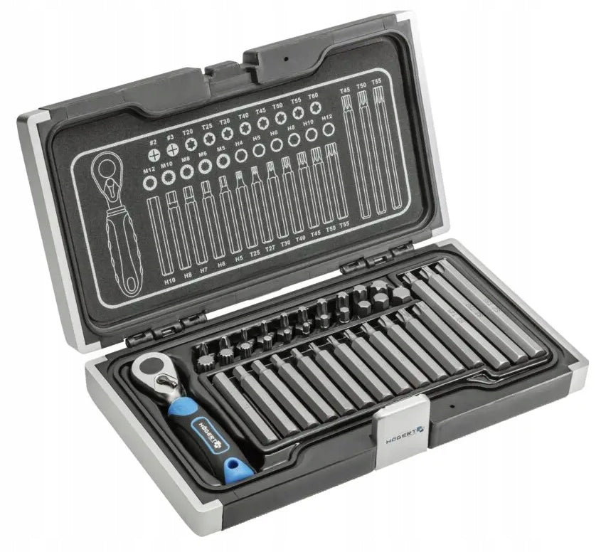 HOGERT Screwdriver bit set 10 mm with ratchet HT1R466