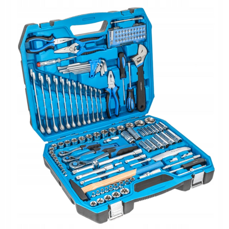 HOGERT Set of 131 sockets, tips and accessories 1/2, 3/8, 1/4 CRV HT1R439