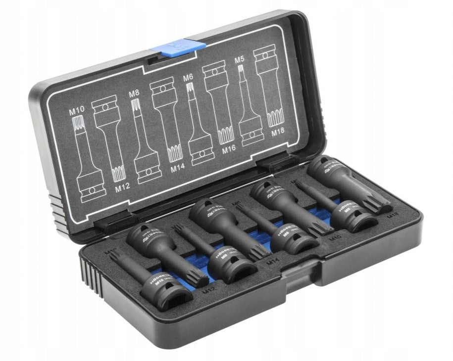 HOGERT Spline Impact Wrench Set 8 Pack, 1/2″, CrMo