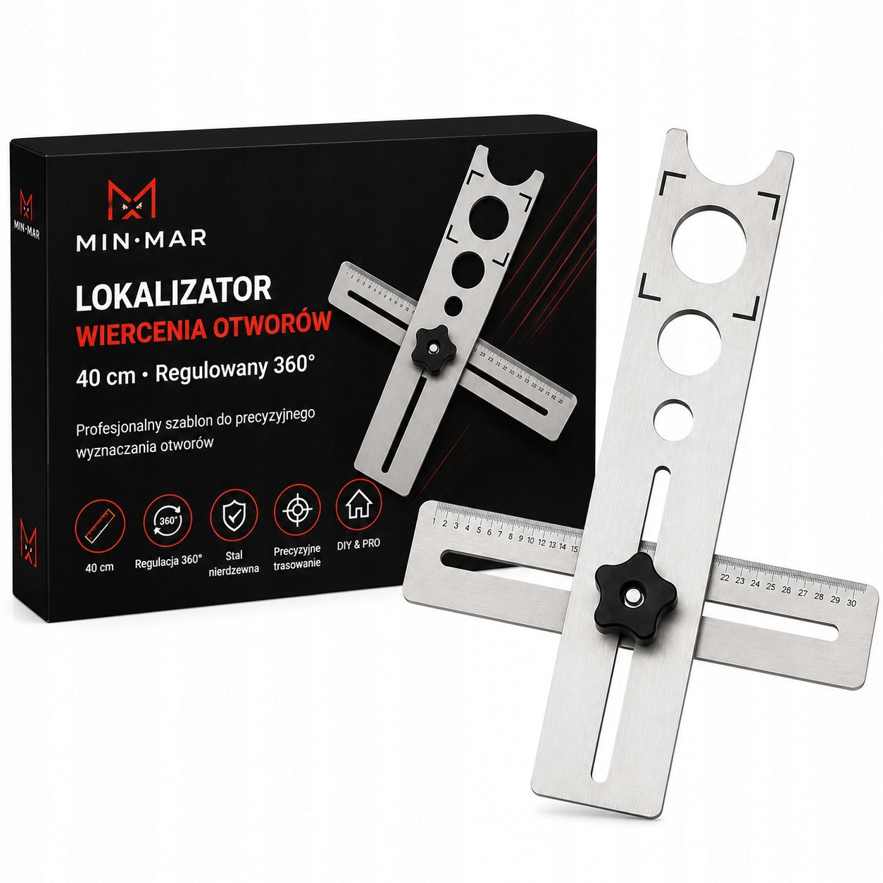 HOLE DRILLING LOCATOR 40 CM TILING TEMPLATE ADJUSTABLE 360