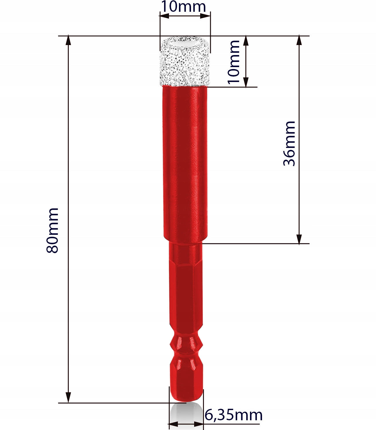 HOLE SAW DIAMOND DRILL BIT 10mm FOR STONEWARE HEX Manufacturer code V04552
