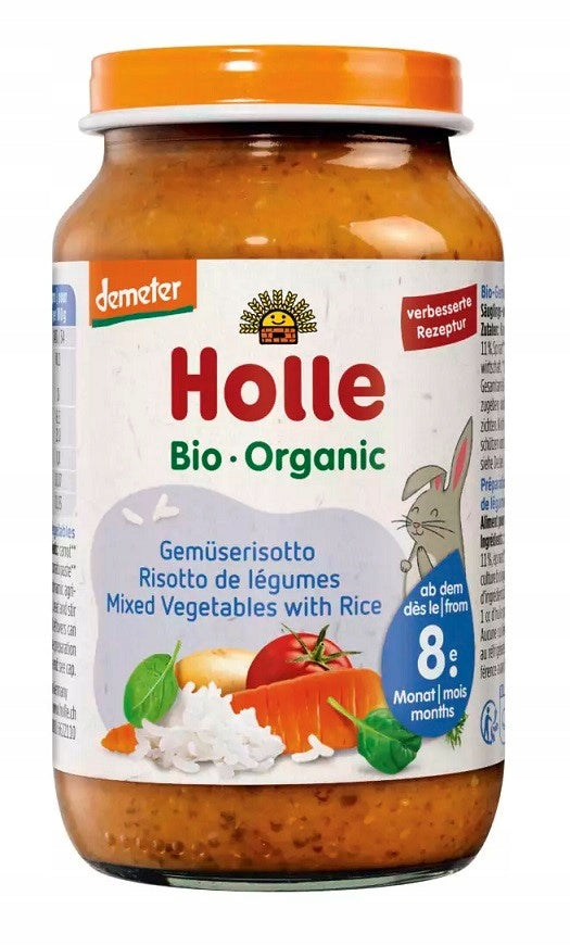 HOLLE - 2x VEGETABLES WITH RICE B/D SUGARS FROM 8 MONTHS DEMETER BIO 220 g JAR Brand Holle