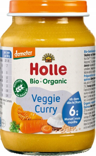 HOLLE BIO VEGGIE CURRY QUINOA PUMPKIN COCONUT VEGAN DINNER 6m Packaging status original