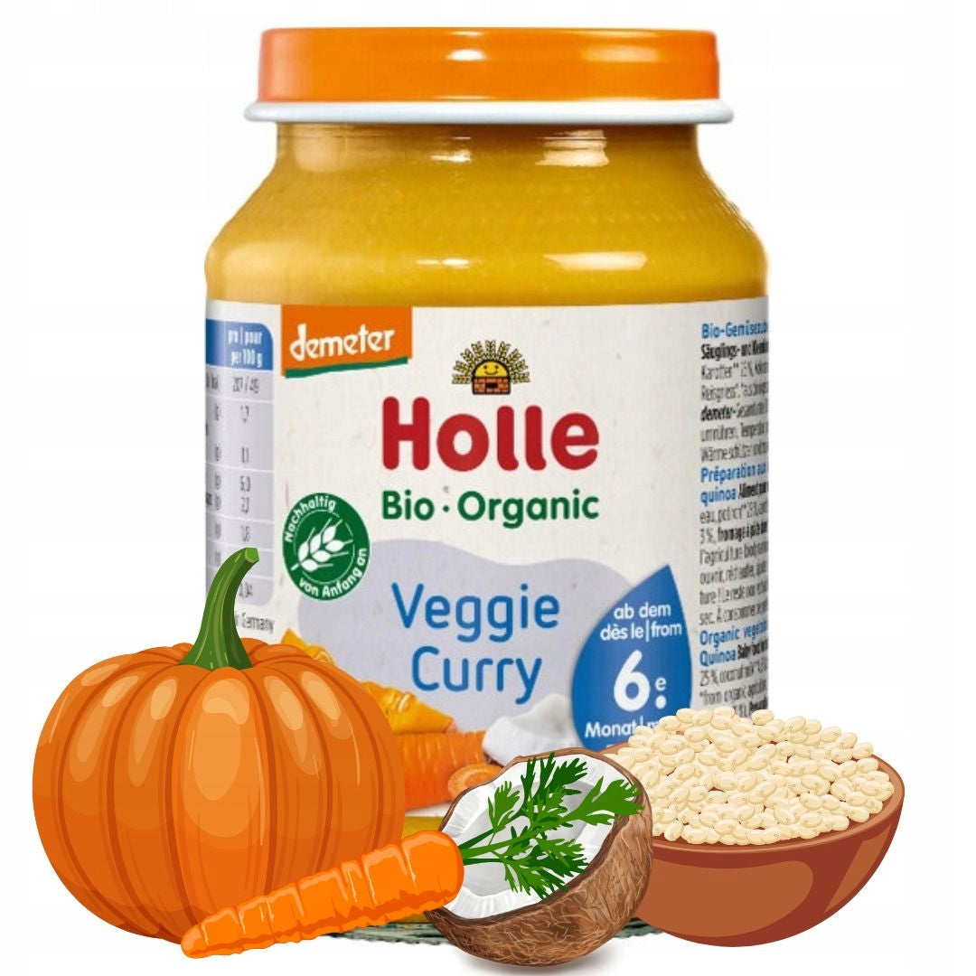 HOLLE BIO VEGGIE CURRY QUINOA PUMPKIN COCONUT VEGAN DINNER 6m