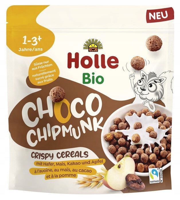HOLLE CHOCO CHIPMUNK ORGANIC CHOCOLATE MILK FLAKE BALLS 1+ Packaging status original