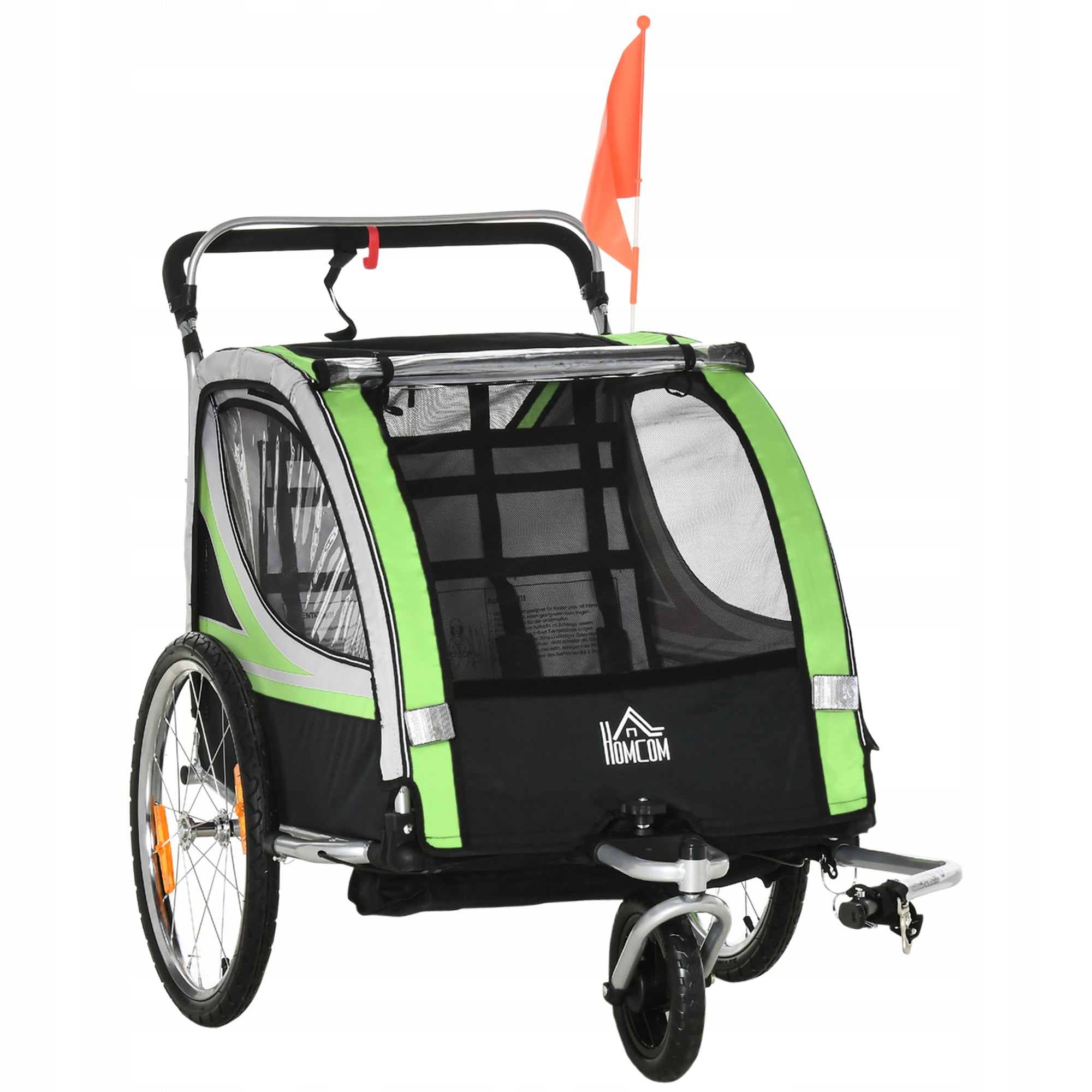 HOMCOM 2 in 1 Children's bicycle trailer, 142 x 75 x 101 cm, green