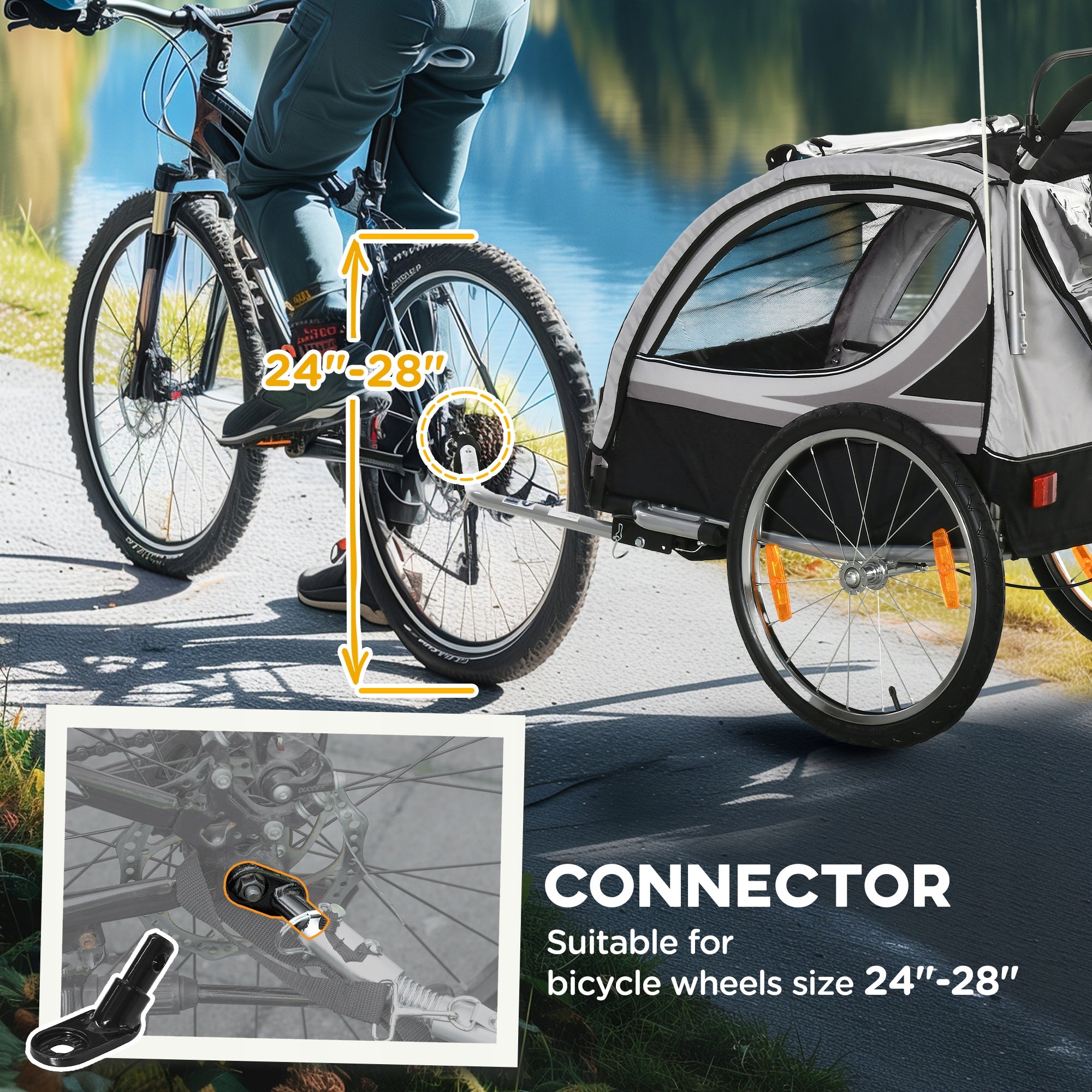 HOMCOM 2-in-1 Children's trailer, foldable, with detachable wheel Maximum load 26.4 kg