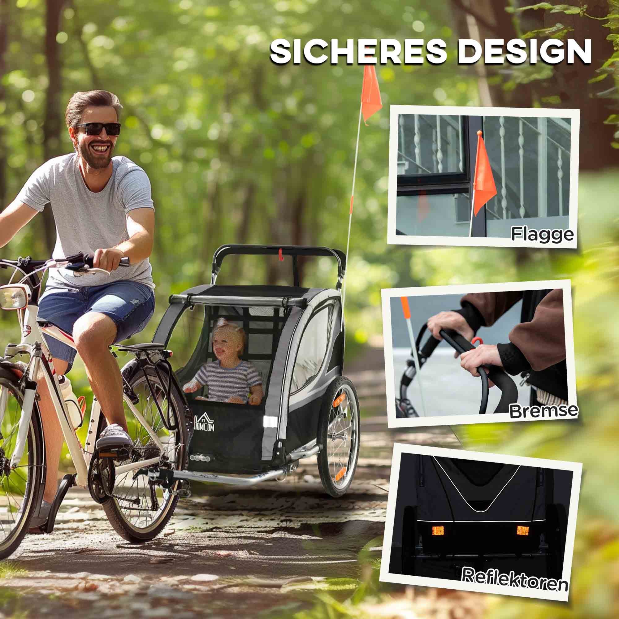 HOMCOM 2-in-1 Children's trailer, foldable, with detachable wheel Number of seats 1