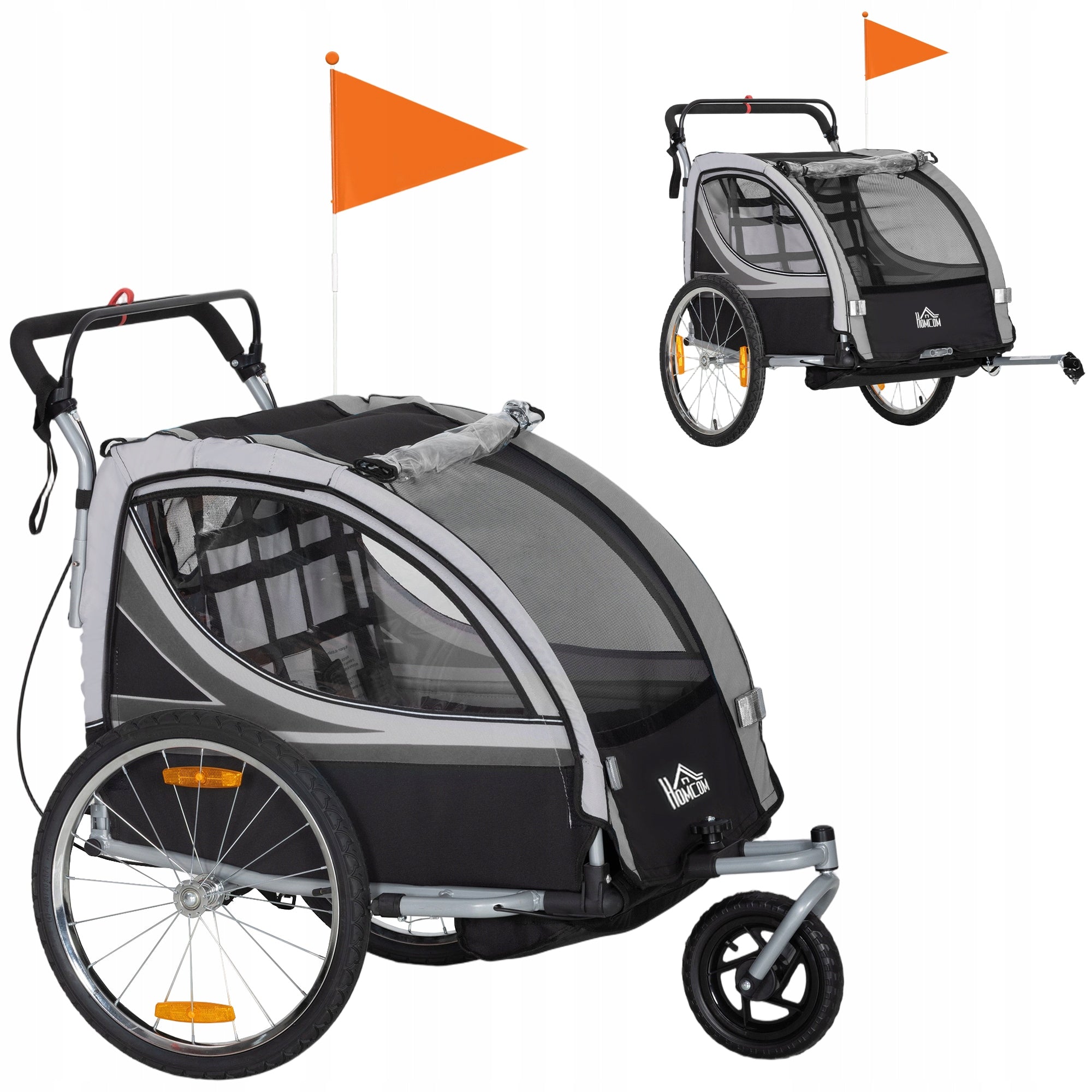 HOMCOM 2-in-1 Children's trailer, foldable, with detachable wheel