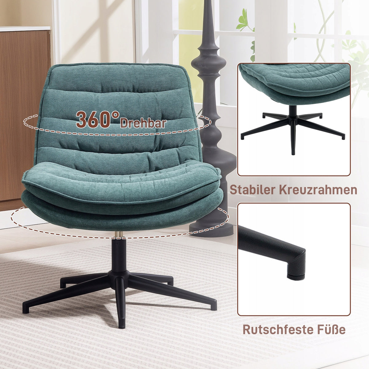 HOMCOM Armrest for computer without wheels green Brand Homcom