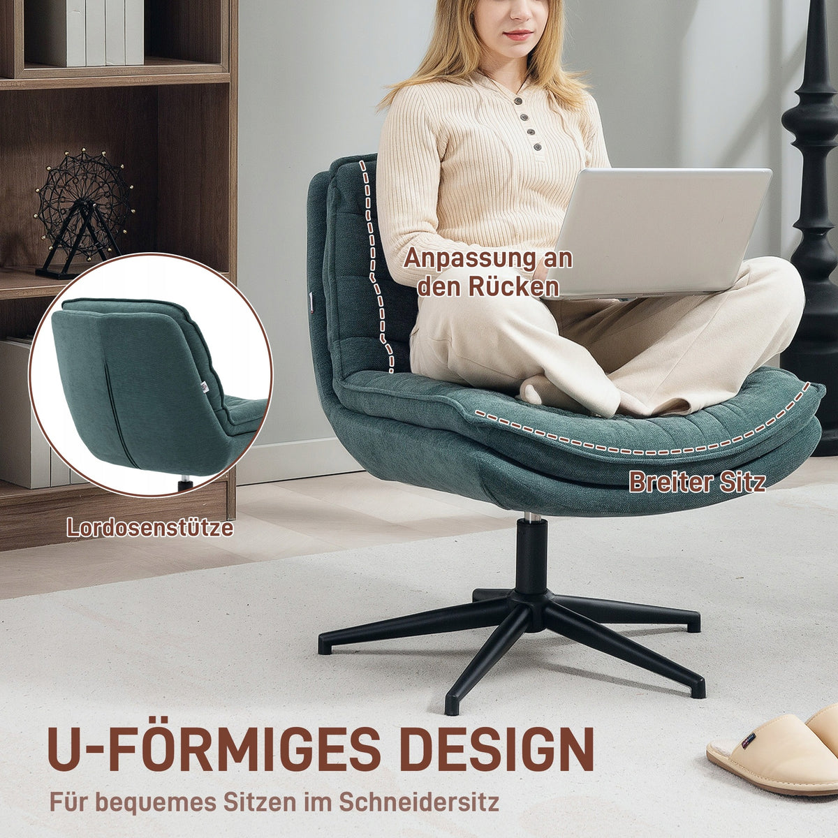 HOMCOM Armrest for computer without wheels green Manufacturer code 83B-337V00DG