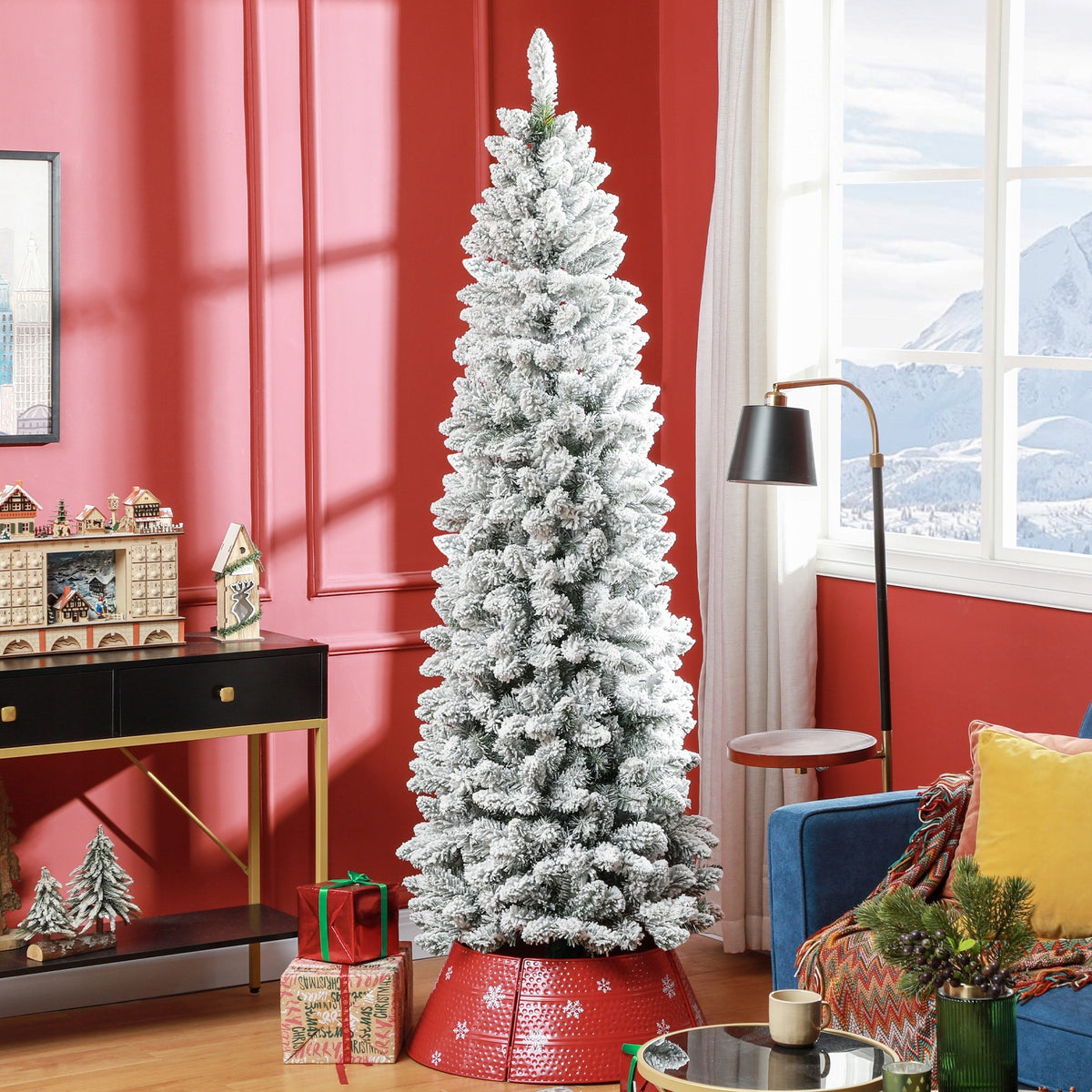HOMCOM Artificial Christmas tree 210 cm, 687 twigs, Green Packaging status original