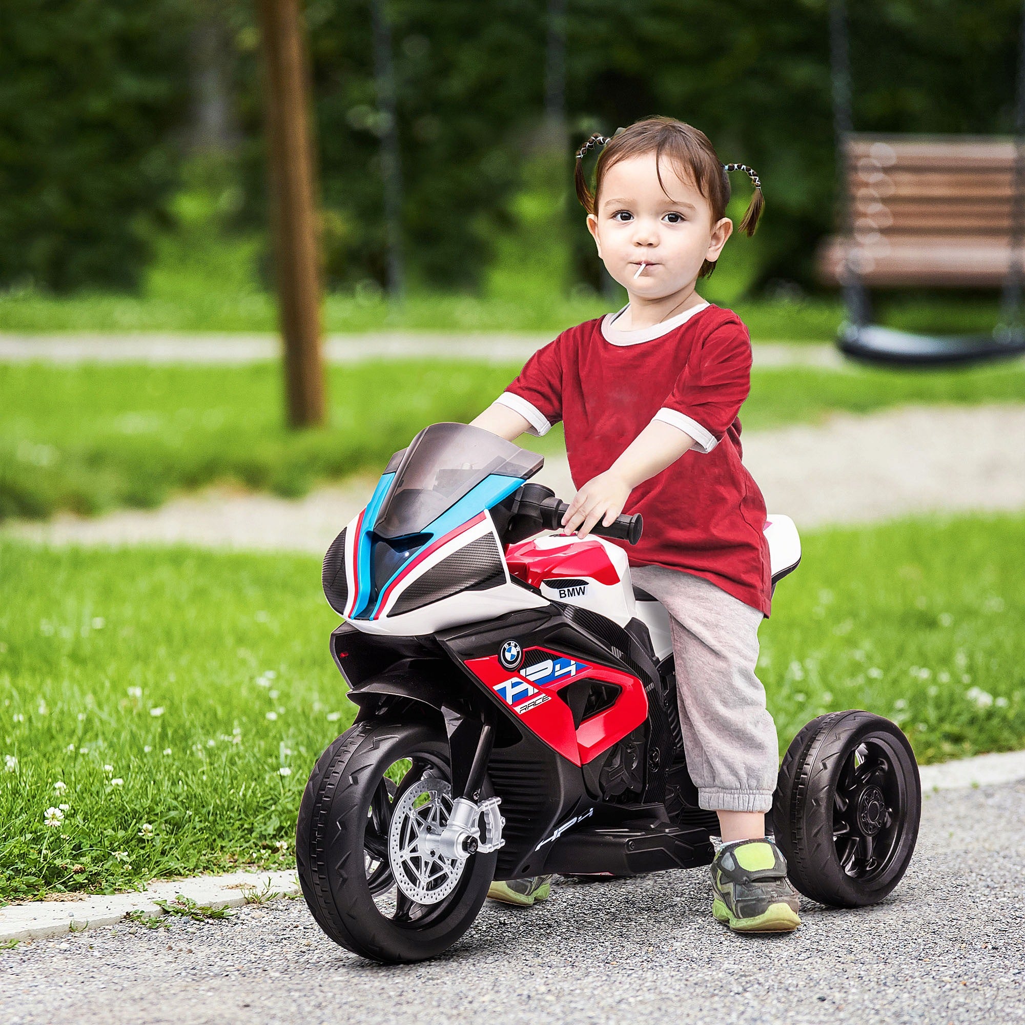 HOMCOM BMW HP4 electric children's motorcycle with music, rider, red Packaging status original