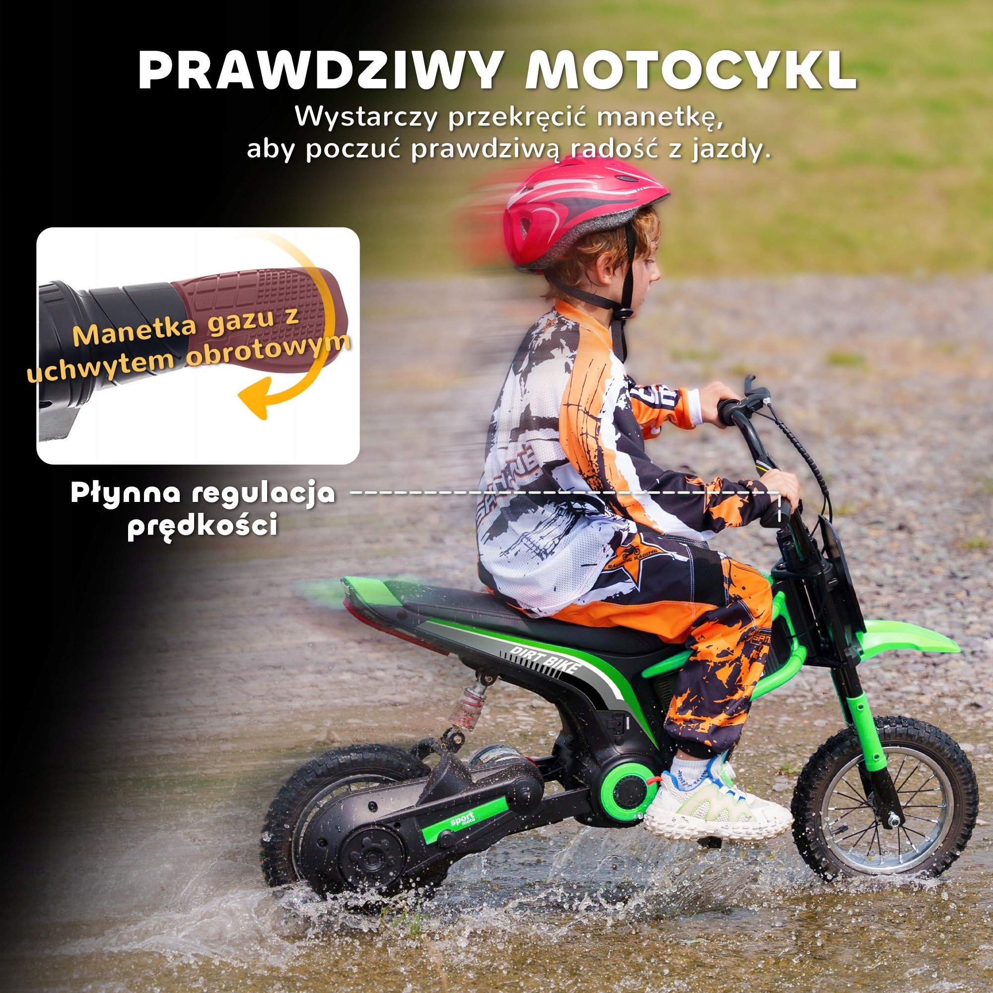 HOMCOM Children's electric motorcycle 12V, 8-16 km/h, Green Maximum speed 16 km/h