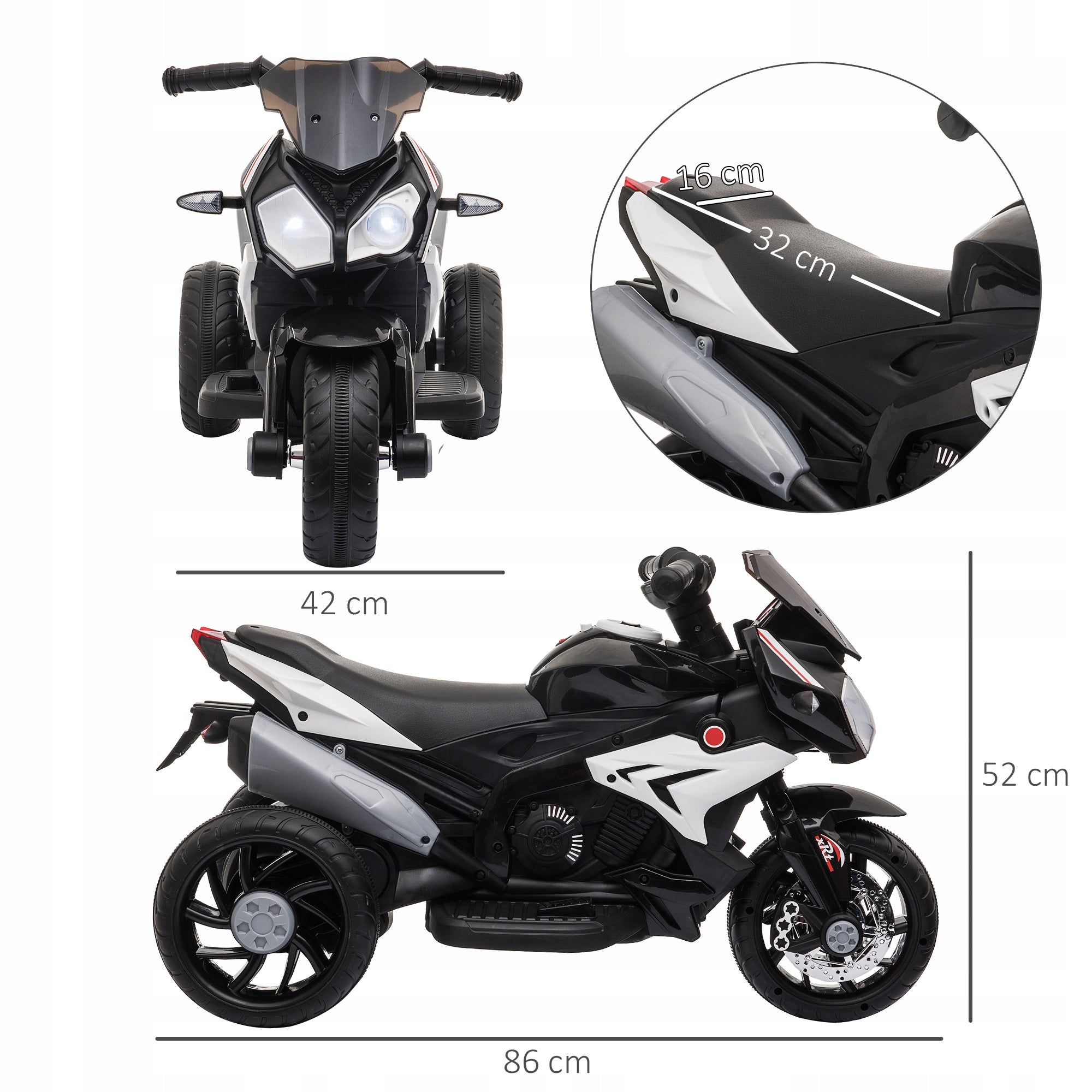 HOMCOM Children's electric motorcycle, children's vehicle, 3 km/h Brand Homcom
