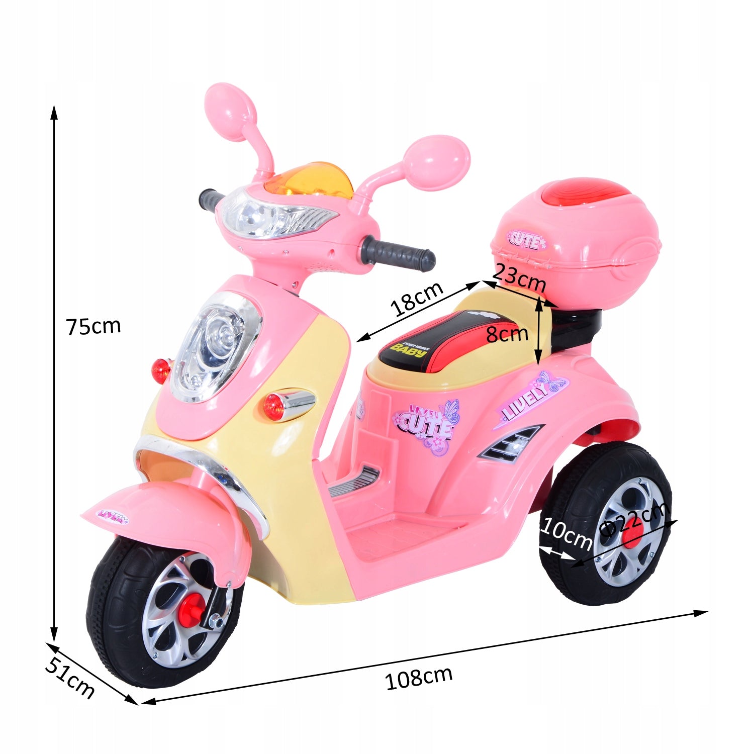 HOMCOM Children's electric motorcycle, tricycle, 3 km/h, pink EAN (GTIN) 4250871239986