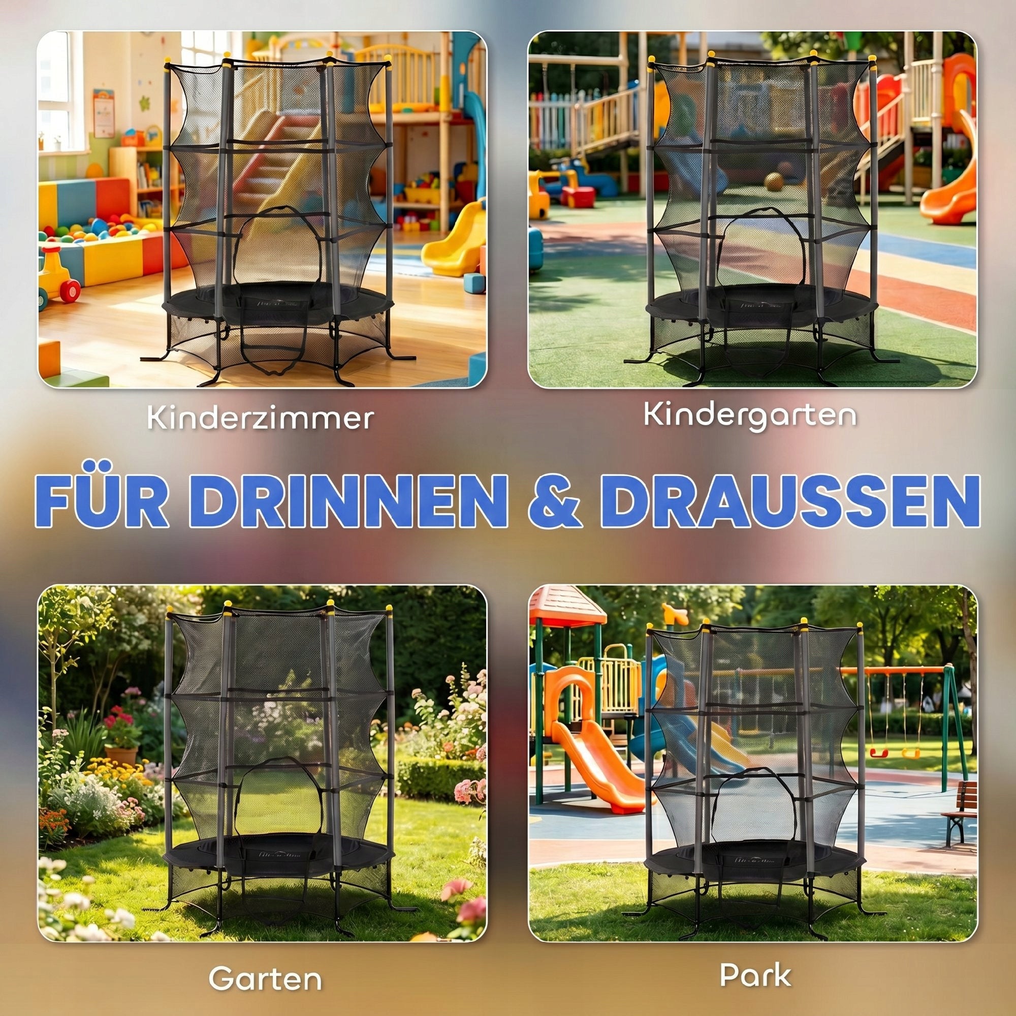HOMCOM Children's trampoline Ø163 cm, black, 3-10 years old Max. weight load 50 kg