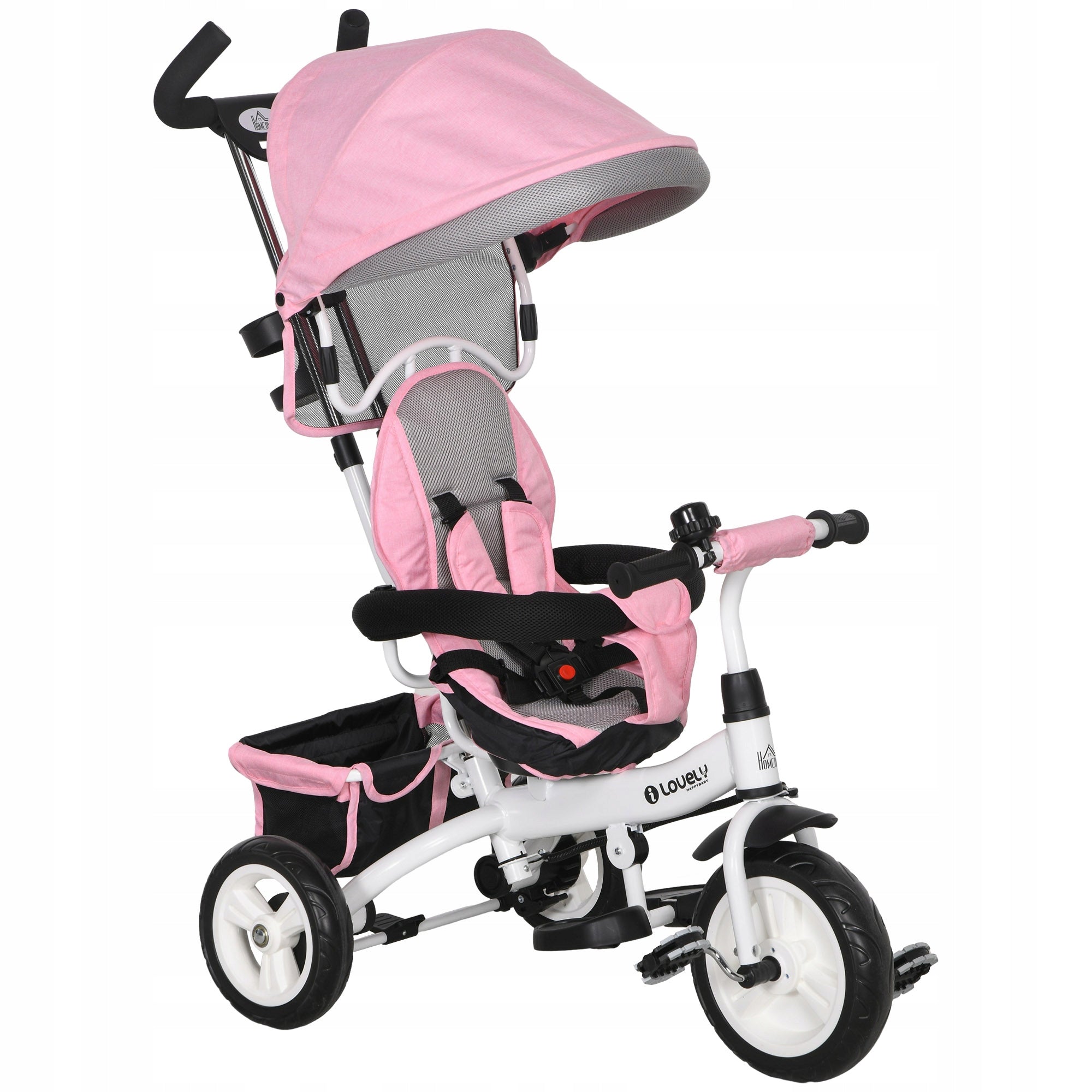 HOMCOM Children's tricycle Removable visor 95x50x106cm Pink