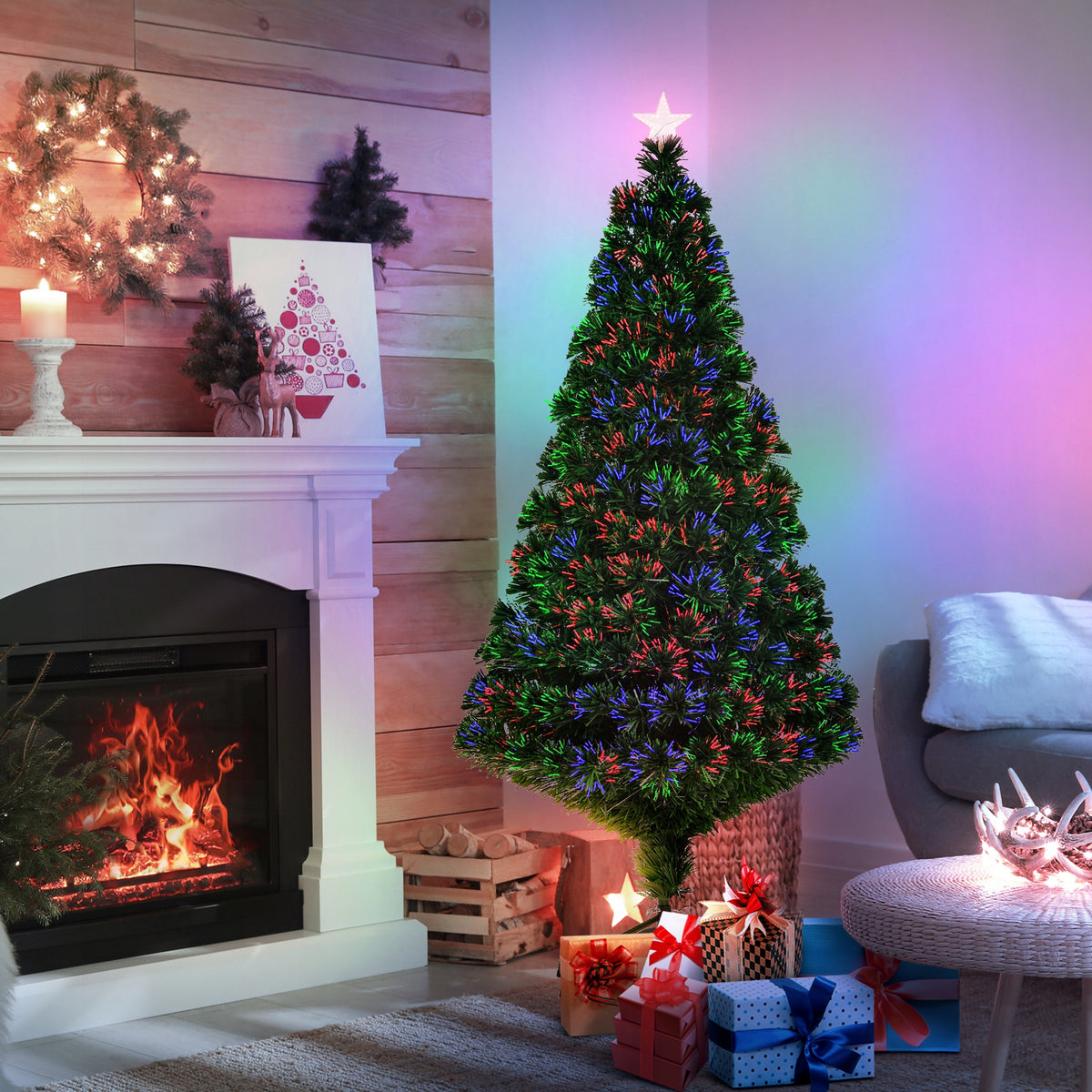 HOMCOM Christmas tree with LED fiber and star, model 5 Packaging status original