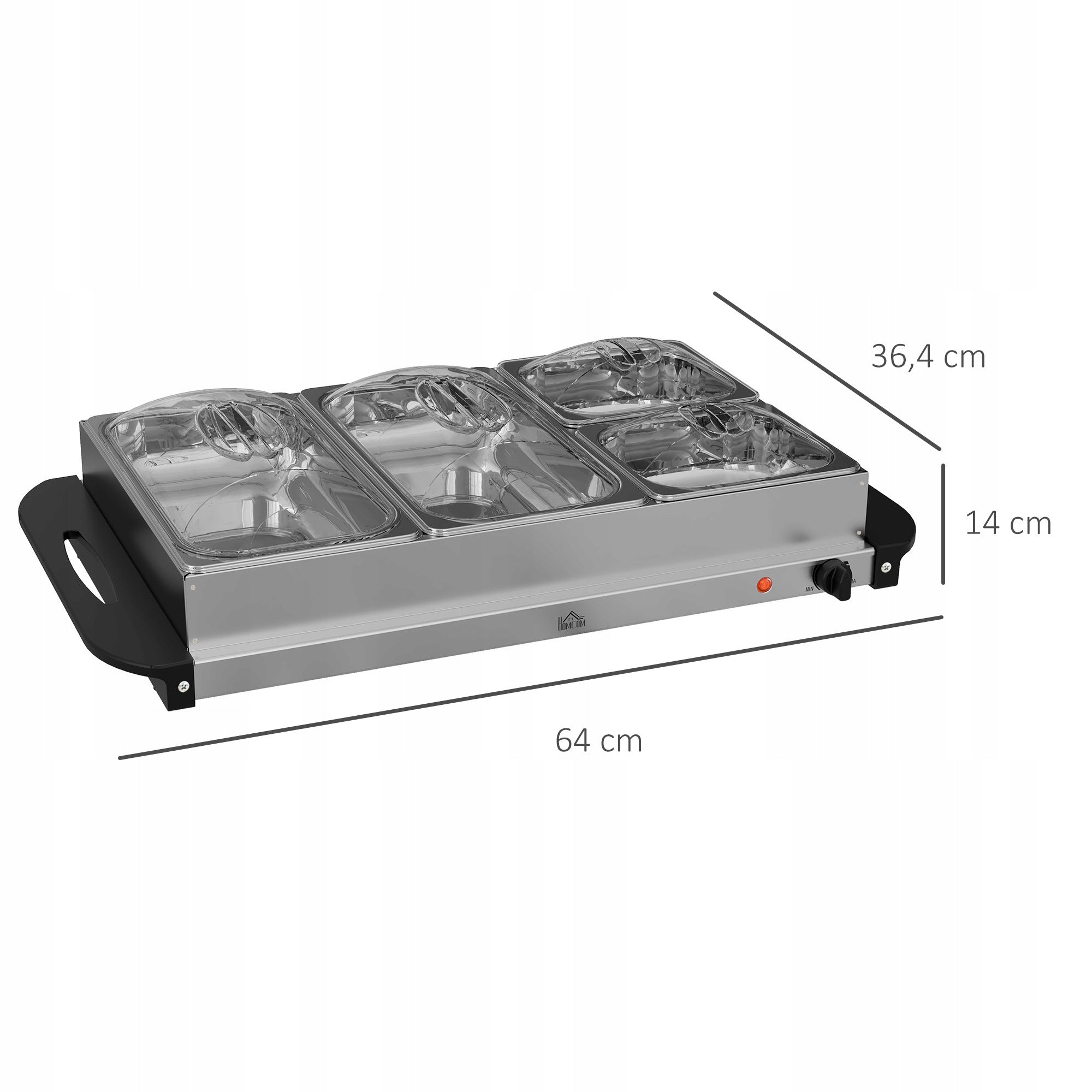 HOMCOM Electric Buffet Server with Lid 6.8L 300W Silver Brand Homcom