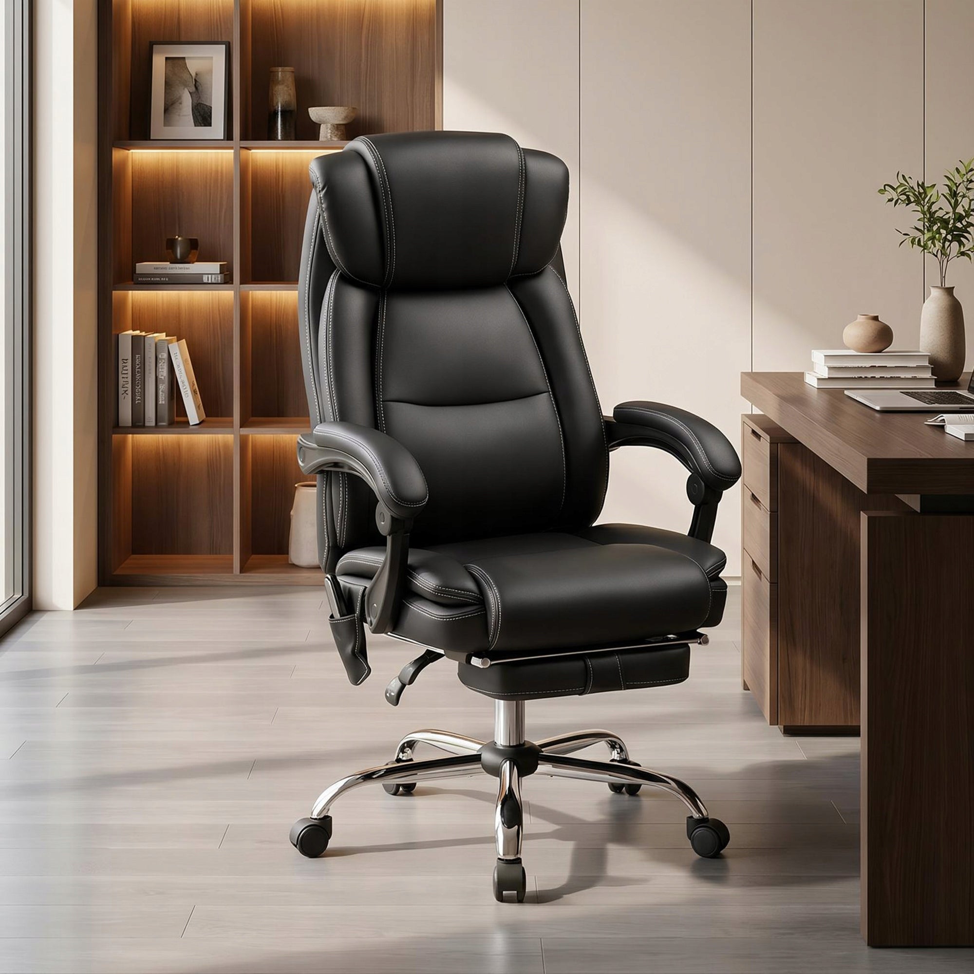 HOMCOM Ergonomic Office Chair with Massage Function and Footrest, Black Medical device no