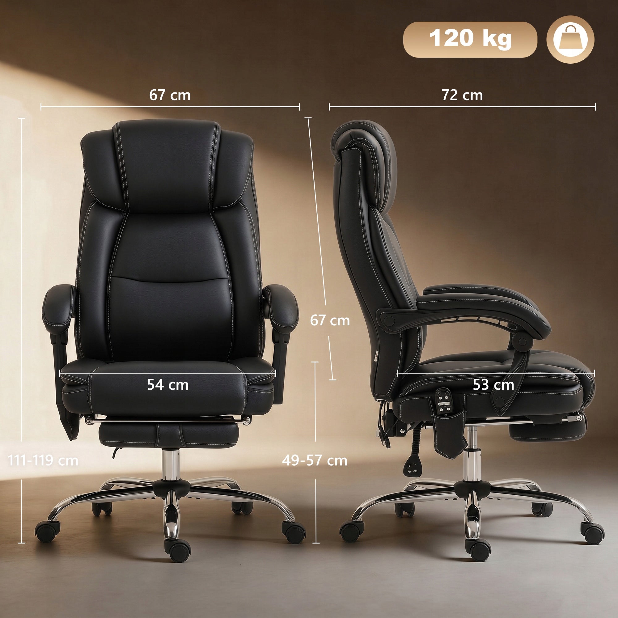 HOMCOM Ergonomic Office Chair with Massage Function and Footrest, Black Packaging status original