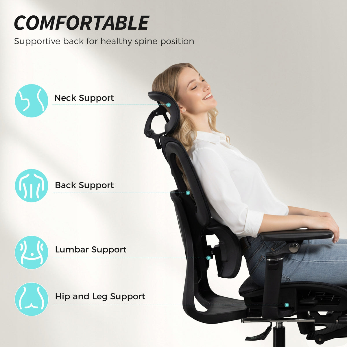 HOMCOM Ergonomic office chair with adjustable folding armrests Furniture depth 71 cm