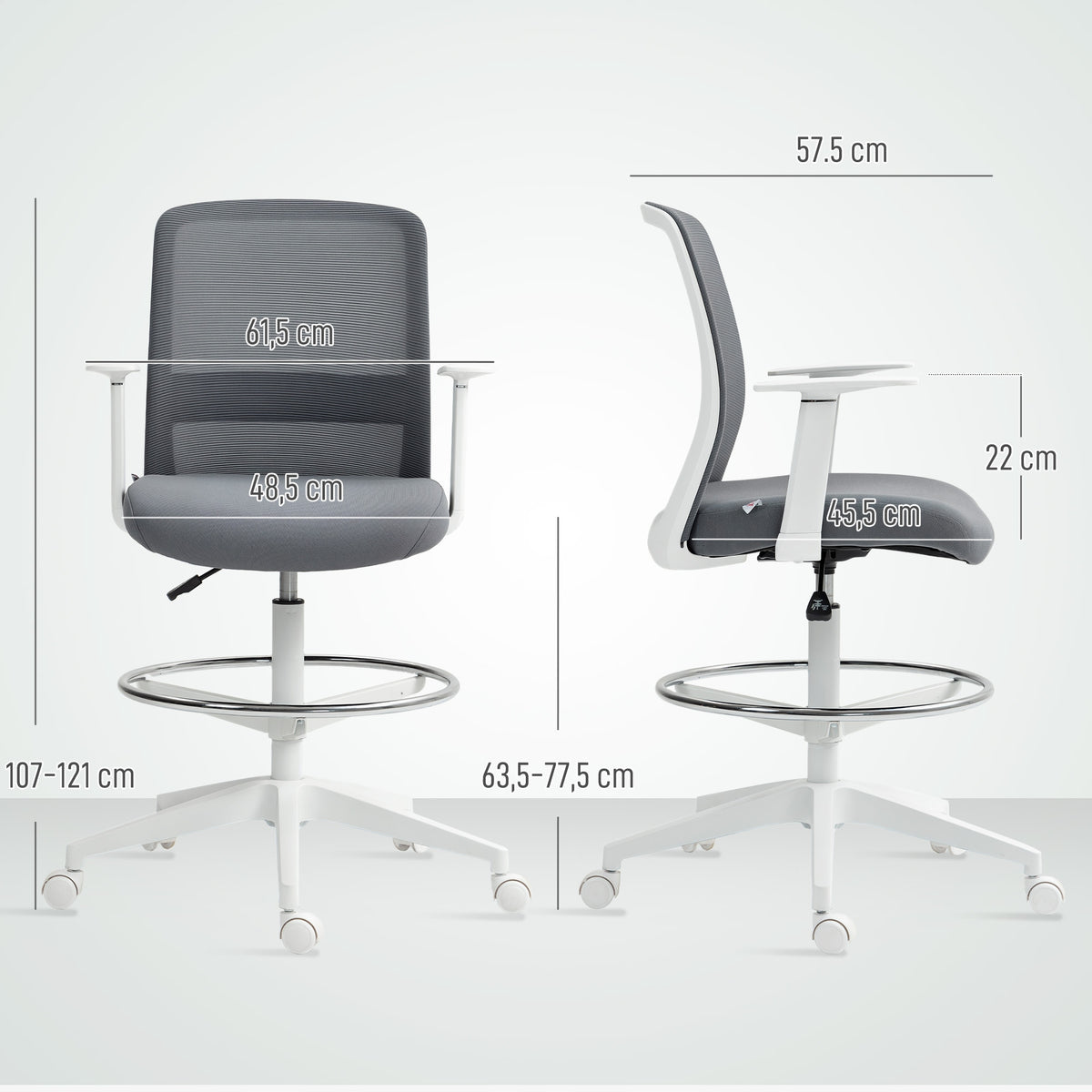 HOMCOM Ergonomic office chair with armrests and foot ring Packaging status original