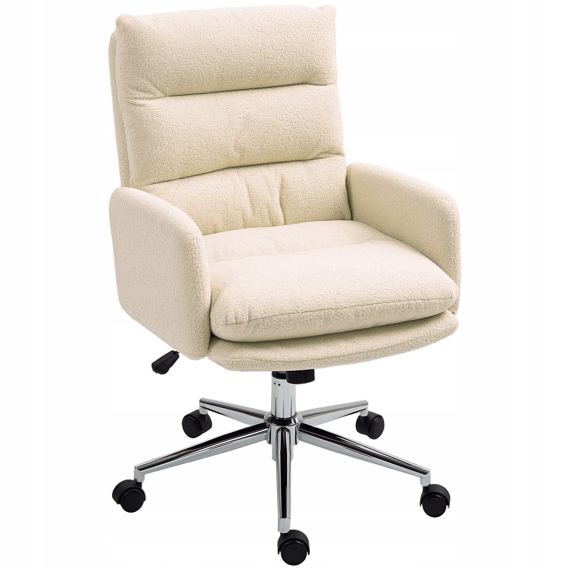 HOMCOM Ergonomic office chair with armrests, cream wool