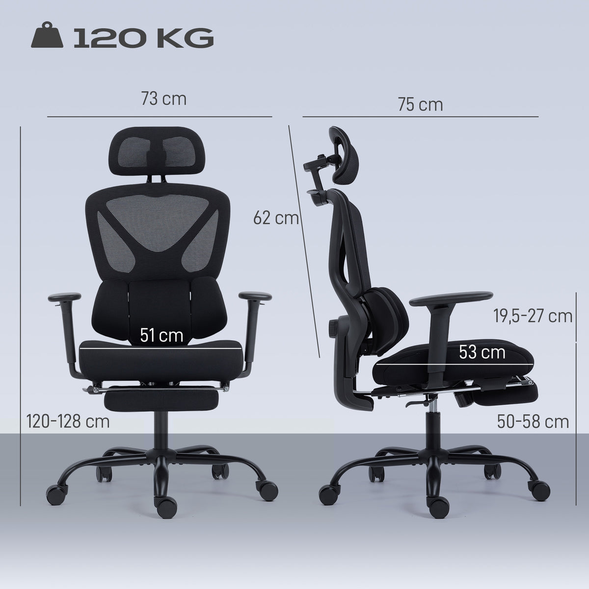 HOMCOM Ergonomic office chair with lumbar support, adjustable Packaging status original