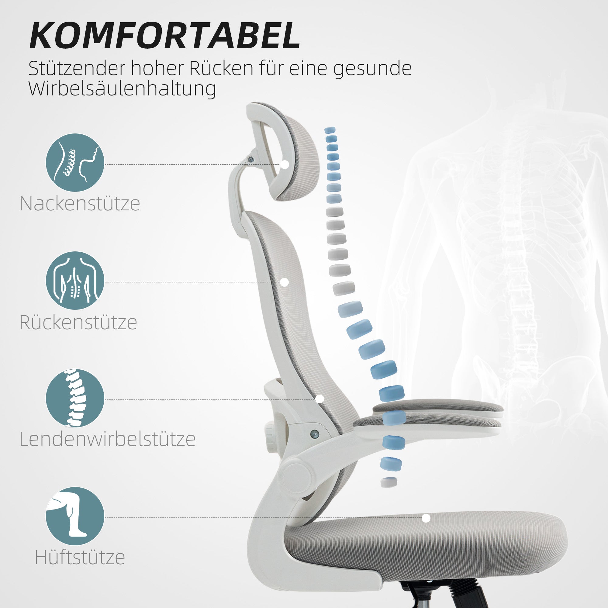 HOMCOM Ergonomic office chair with mesh backrest, adjustable Packaging status original