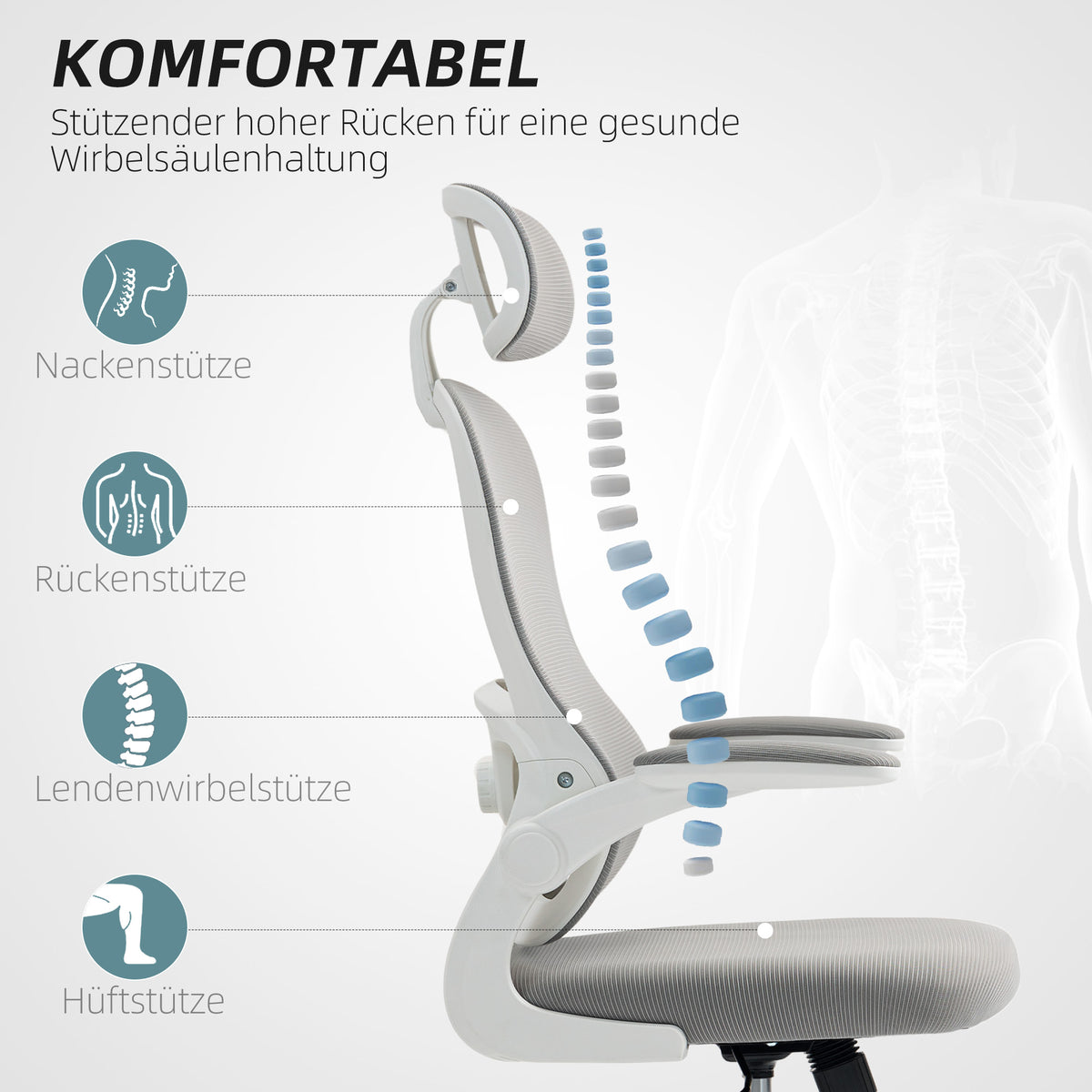 HOMCOM Ergonomic office chair with mesh backrest, adjustable Packaging status original