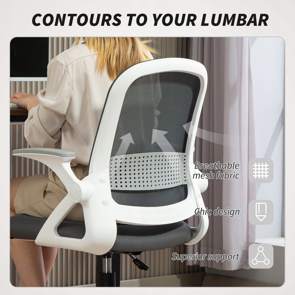 HOMCOM Ergonomic office chair with raised armrests, grey Packaging status original