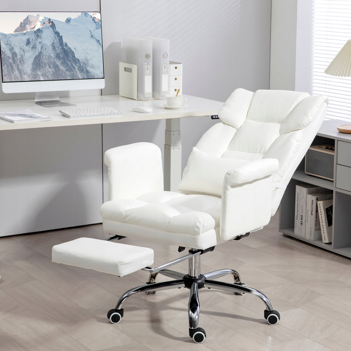HOMCOM Ergonomic office chair with reclining function, white Packaging status original