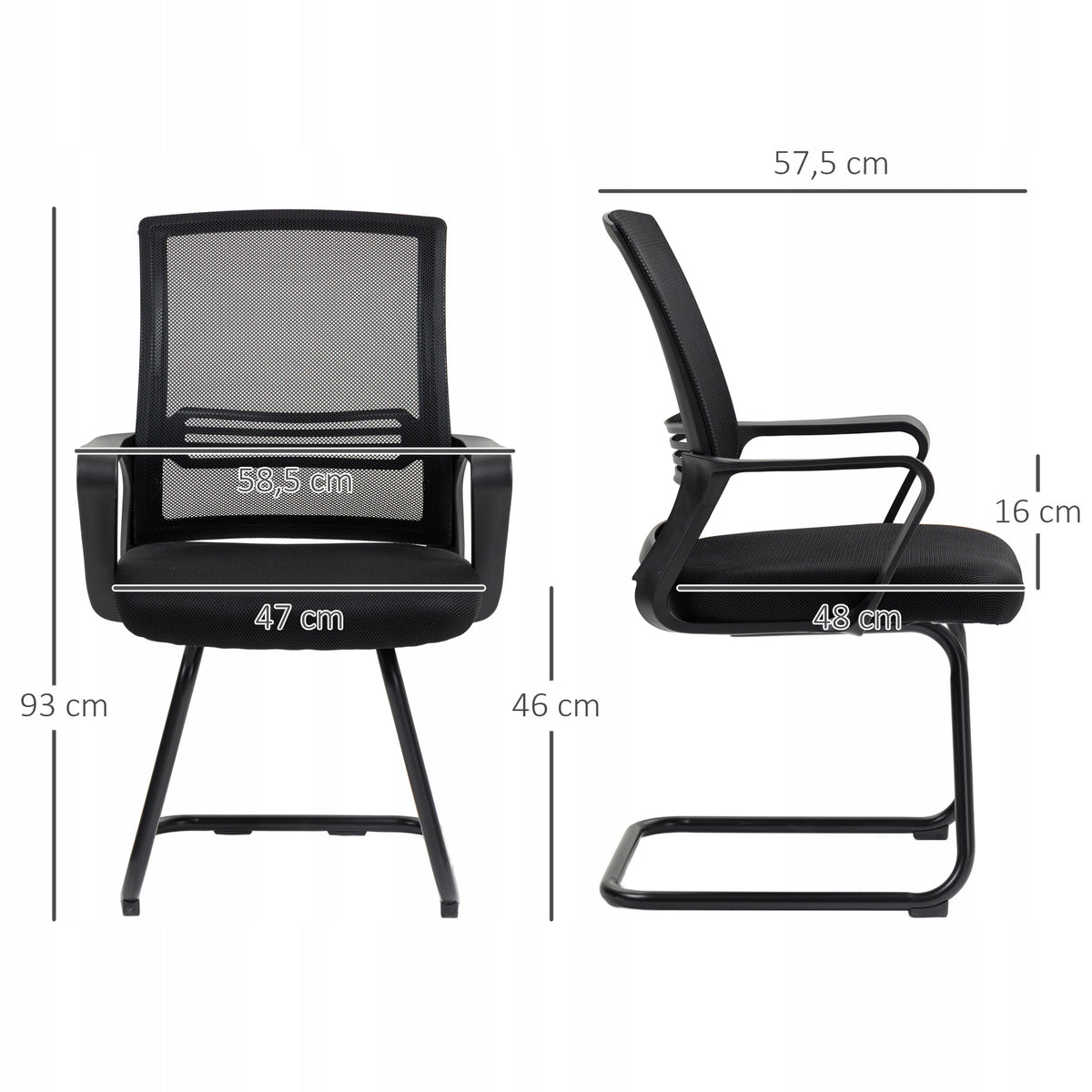 HOMCOM Ergonomic office chair without wheels, padded, mesh Brand Homcom