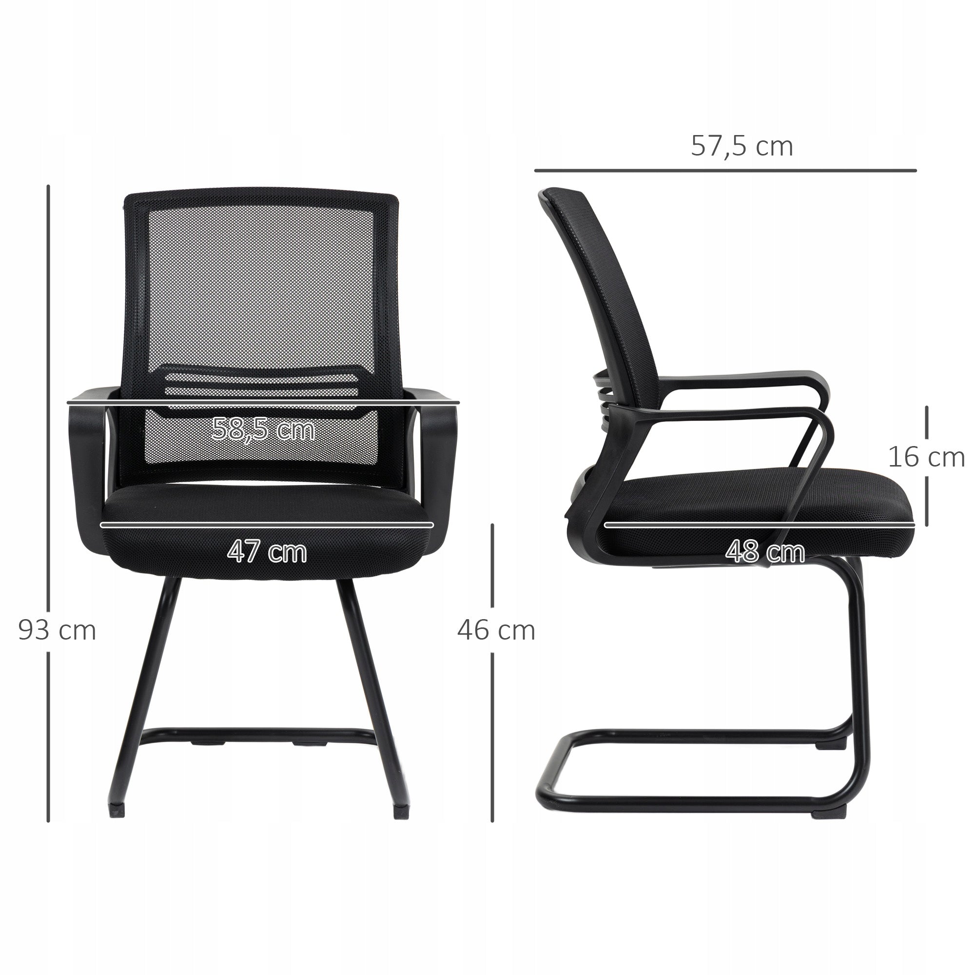 HOMCOM Ergonomic office chair without wheels, padded, mesh Brand Homcom
