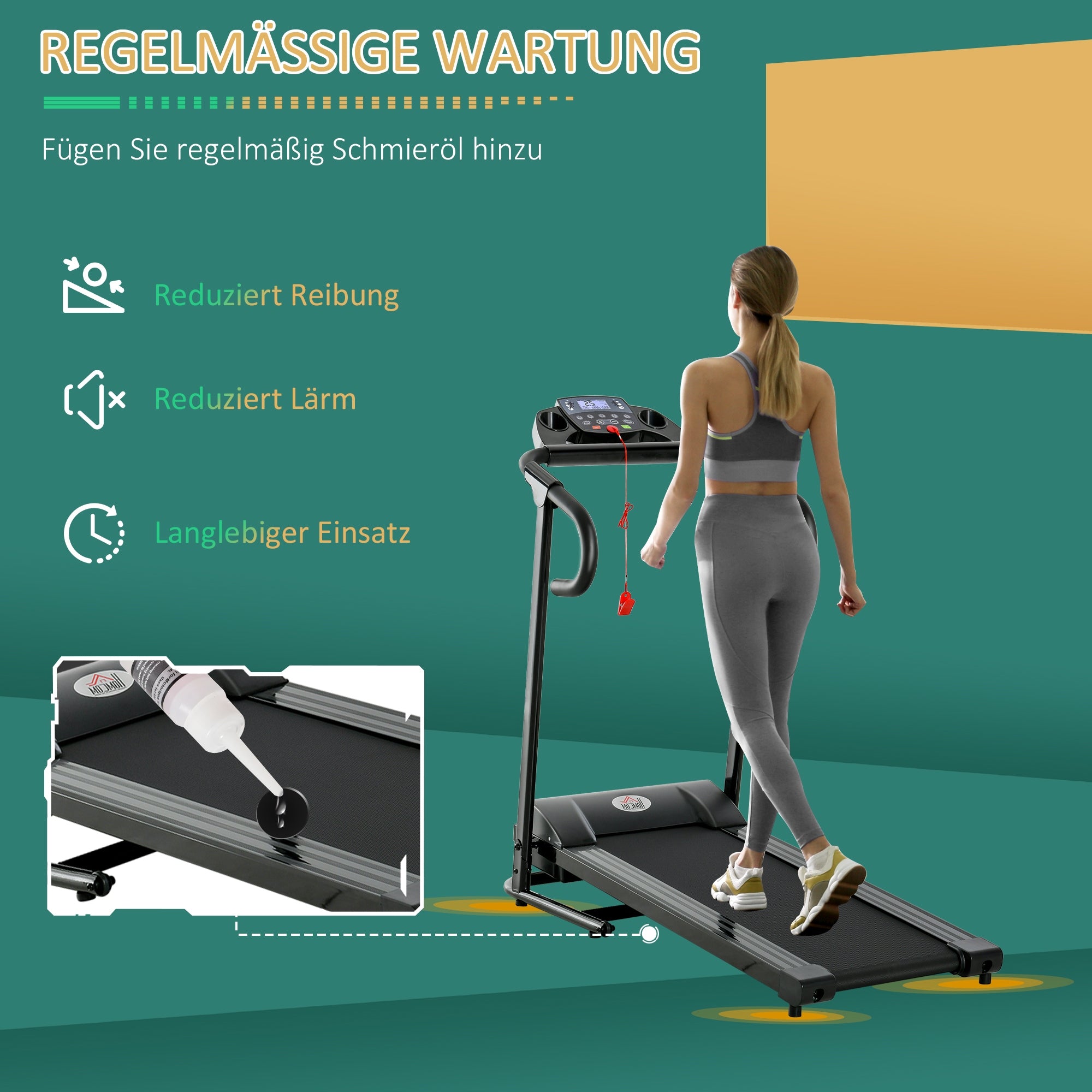 HOMCOM Folding electric treadmill 500 W, 1-12 km/h, telephone holder Additional features display