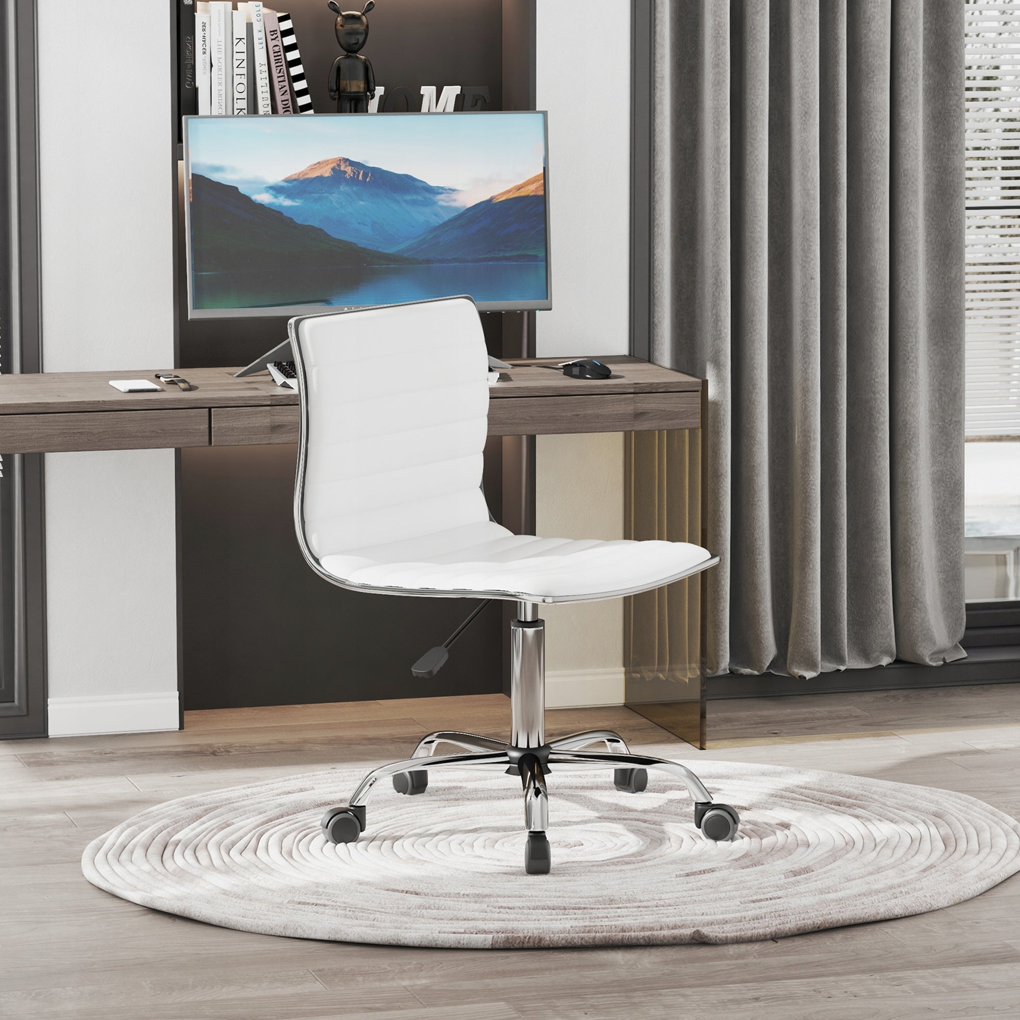 HOMCOM Height Adjustable Swivel Hairdressing Chair, White Brand Homcom