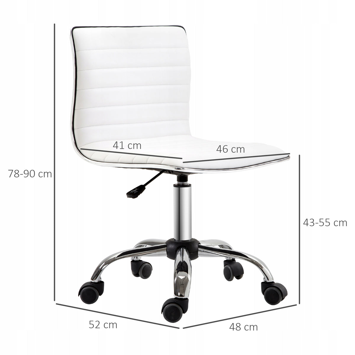 HOMCOM Height Adjustable Swivel Hairdressing Chair, White Furniture depth 52 cm