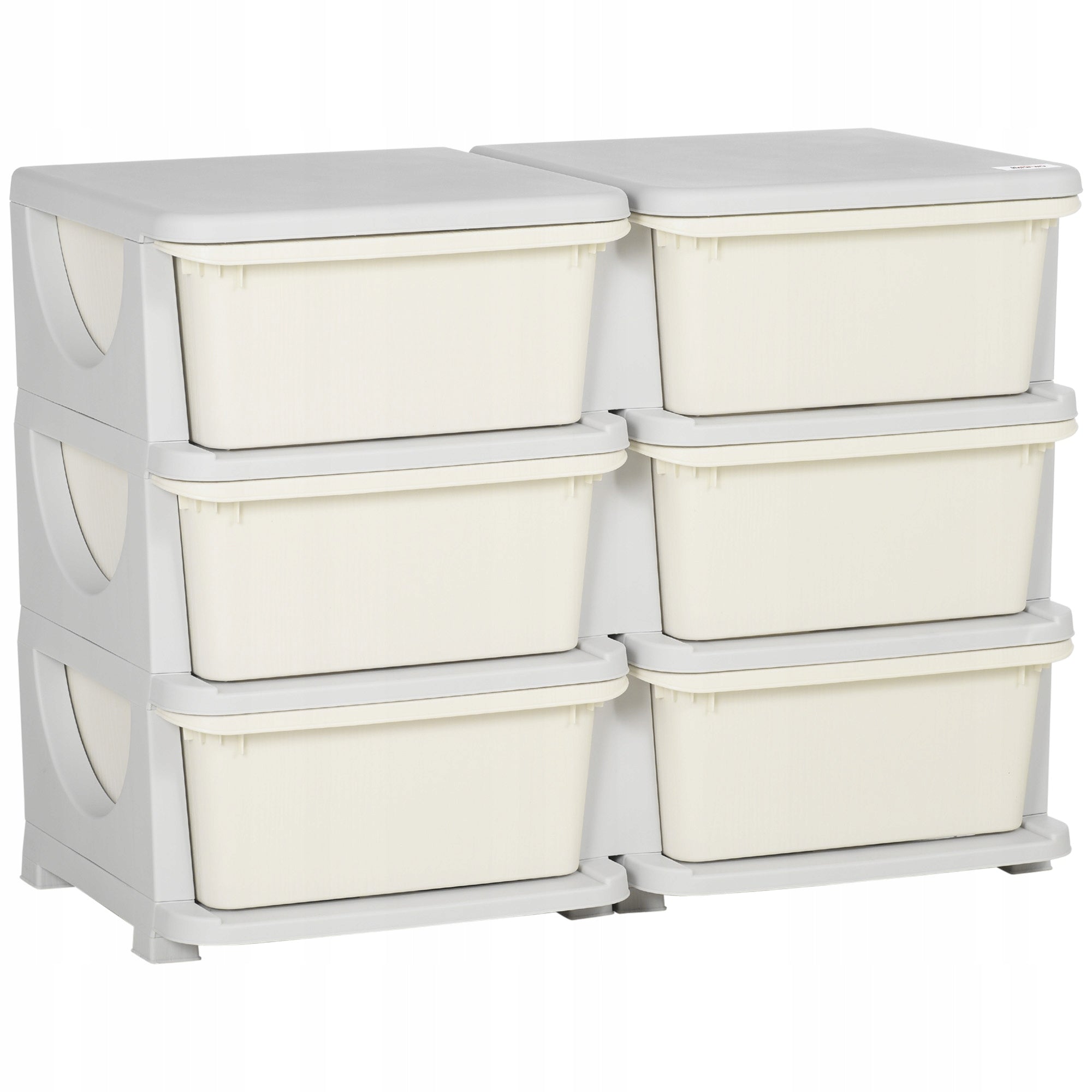HOMCOM Kids Toy Organizer with 6 Drawers, 3-Tier, Cream
