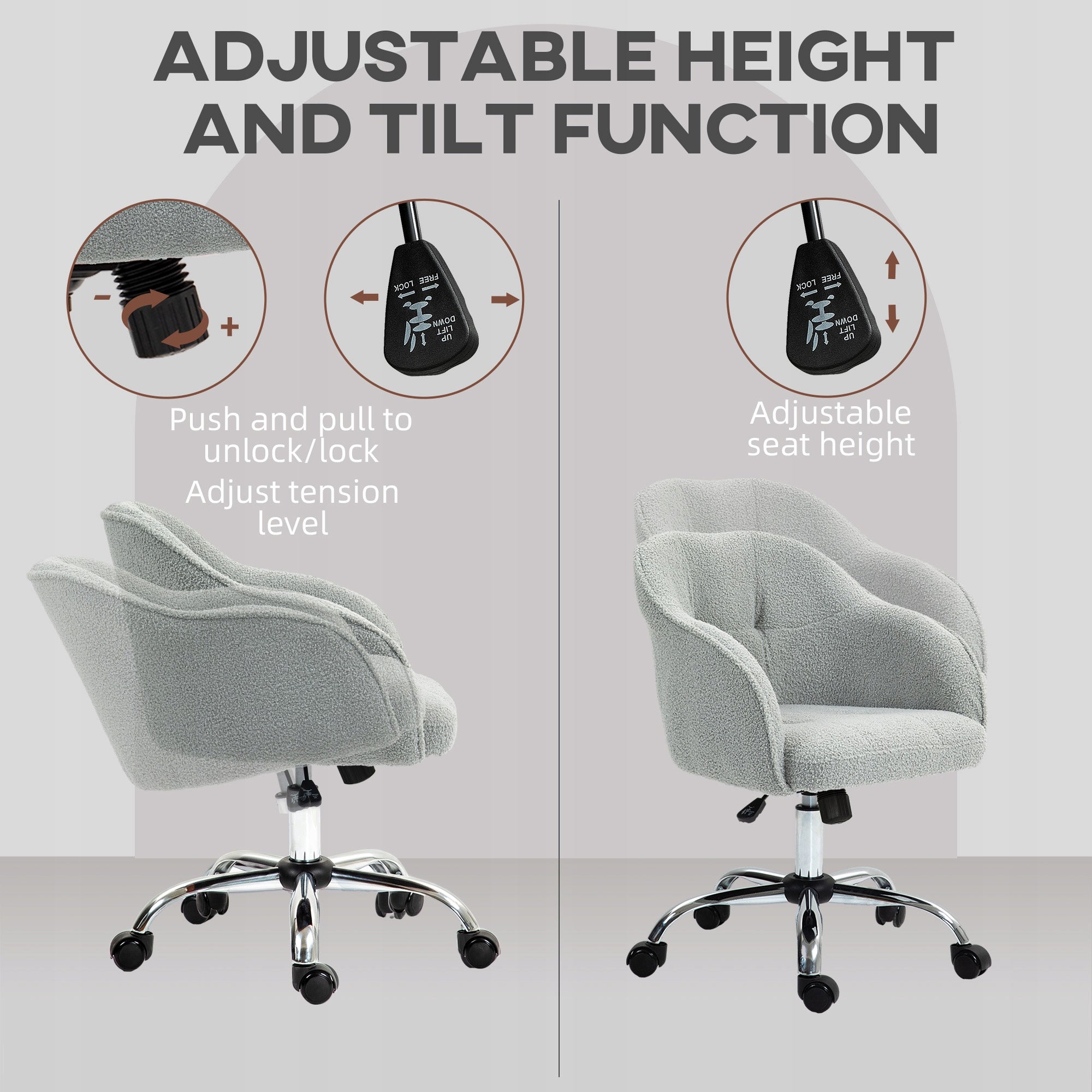 HOMCOM Office Chair, Ergonomic Chair with Swing Function, Adjustable Brand Homcom