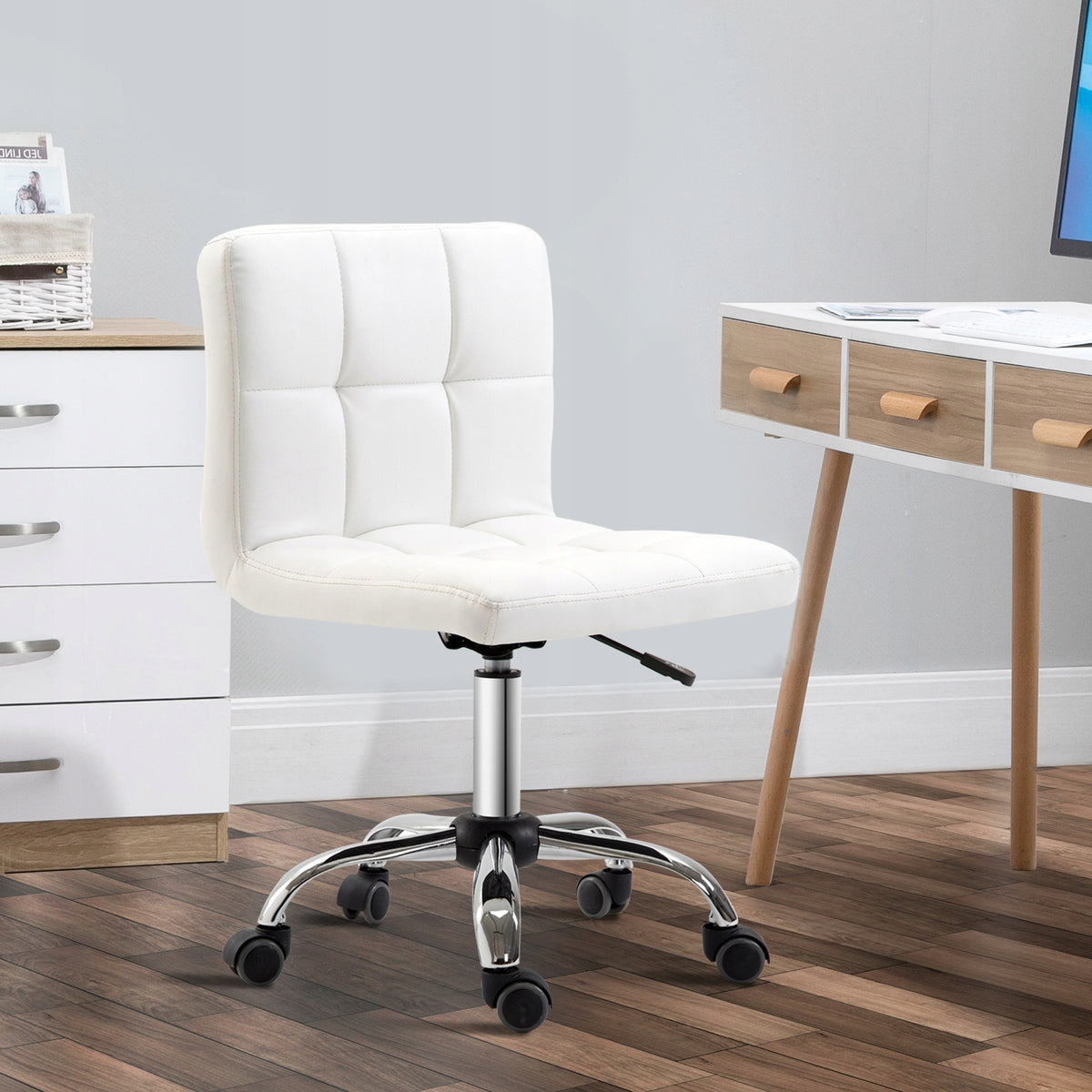 HOMCOM Office Chair Ergonomic White 51x46x80-92cm Brand Homcom