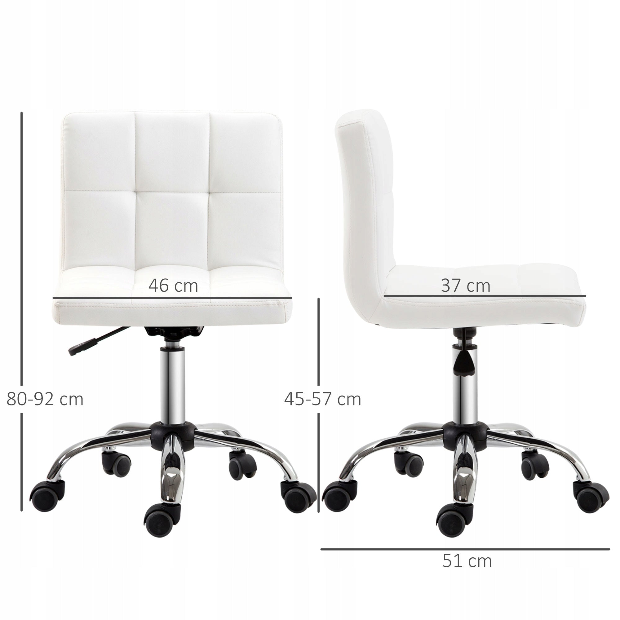 HOMCOM Office Chair Ergonomic White 51x46x80-92cm Furniture depth 46 cm