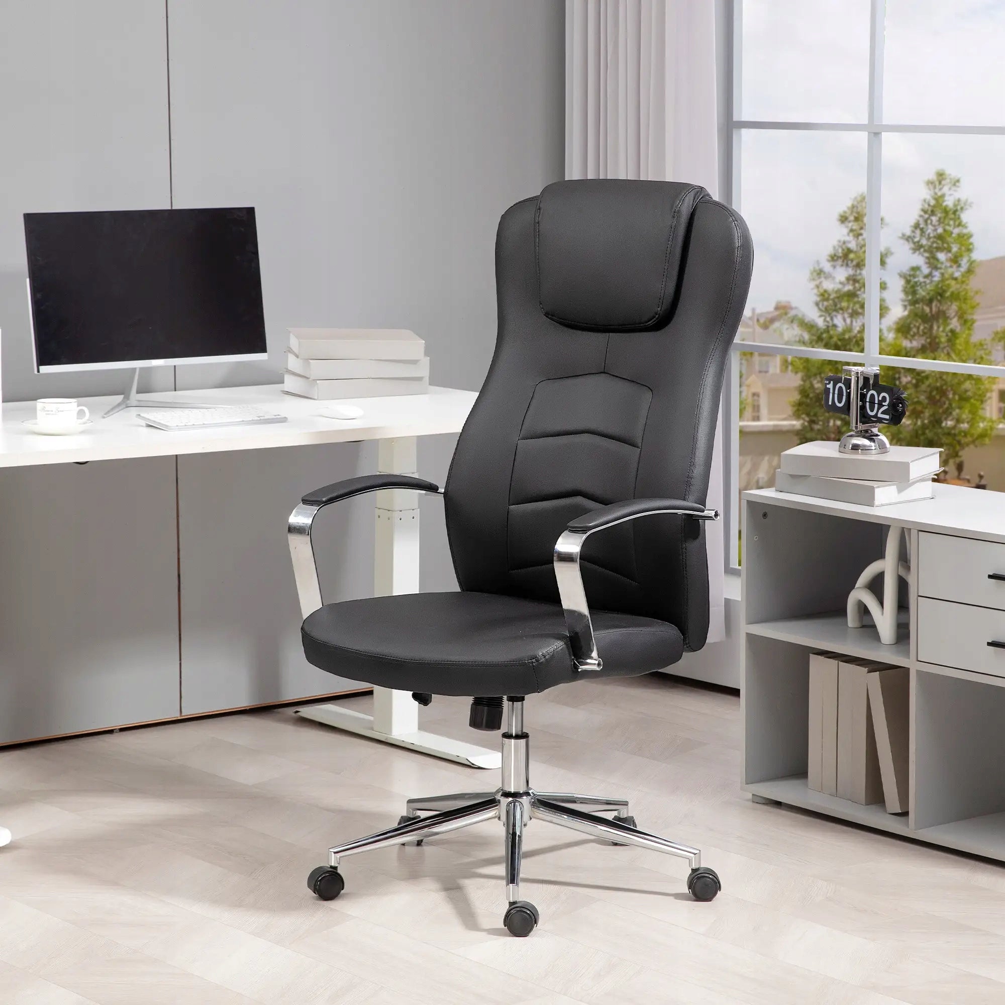 HOMCOM Office Chair in Leather Optics, Adjustable Height Brand Homcom