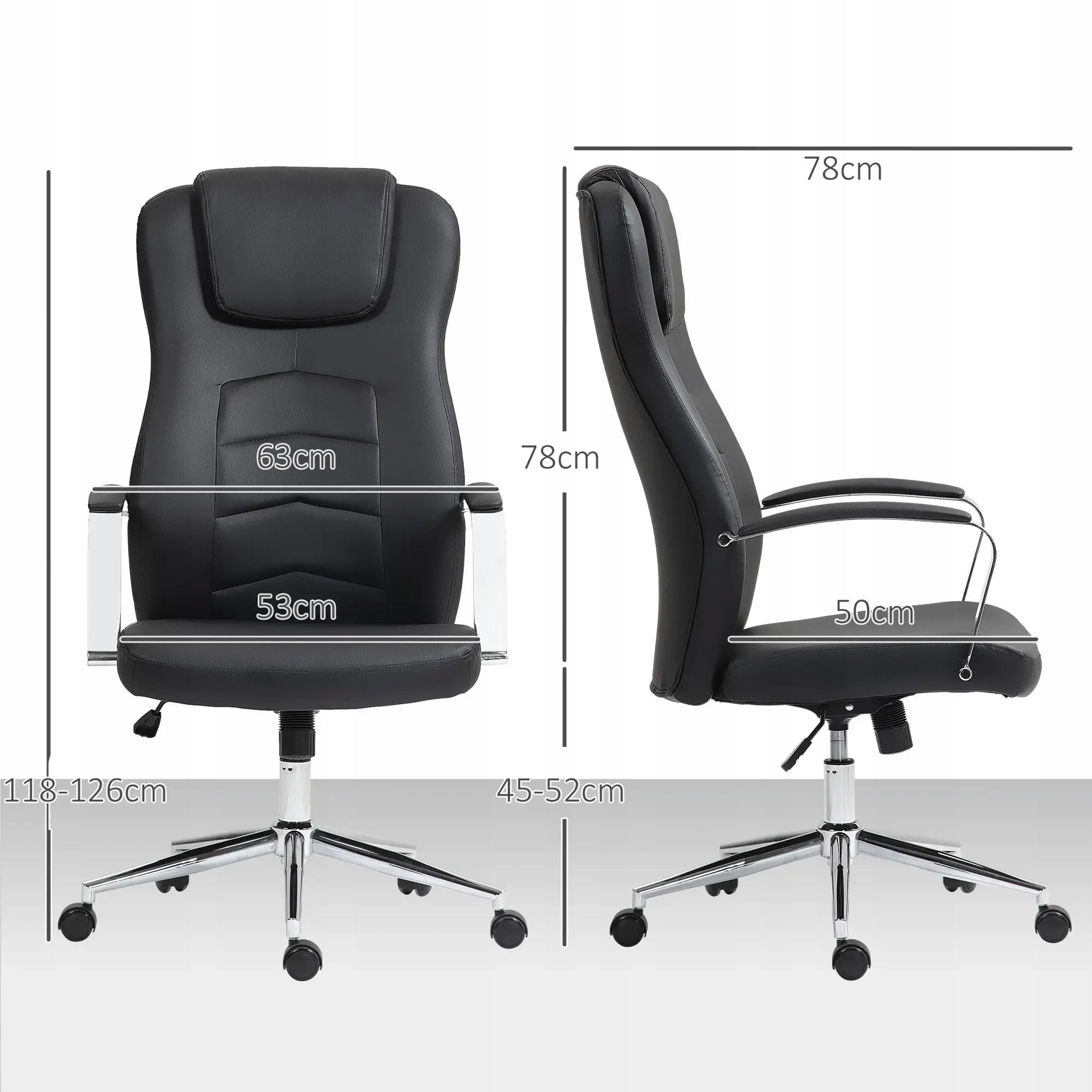HOMCOM Office Chair in Leather Optics, Adjustable Height Manufacturer code 5550-3300