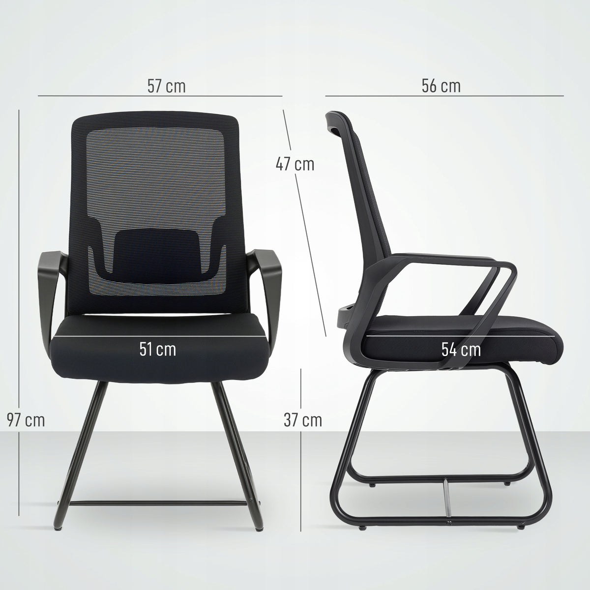 HOMCOM Office chair, armrests, lumbar support, mesh backrest Packaging status original