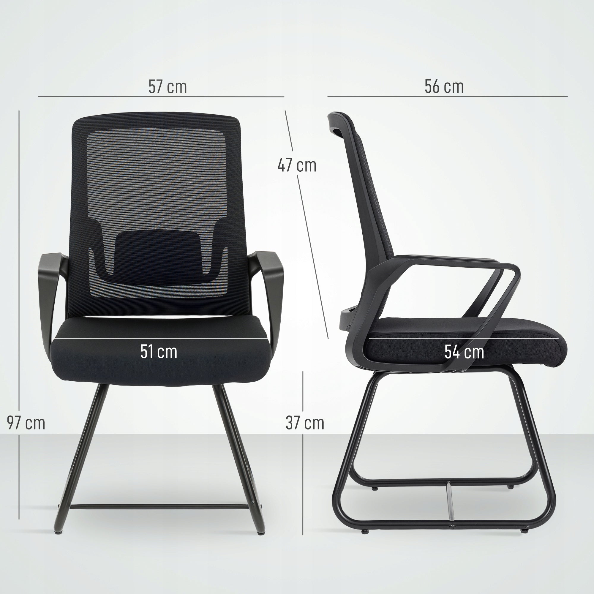 HOMCOM Office chair, armrests, lumbar support, mesh backrest Packaging status original