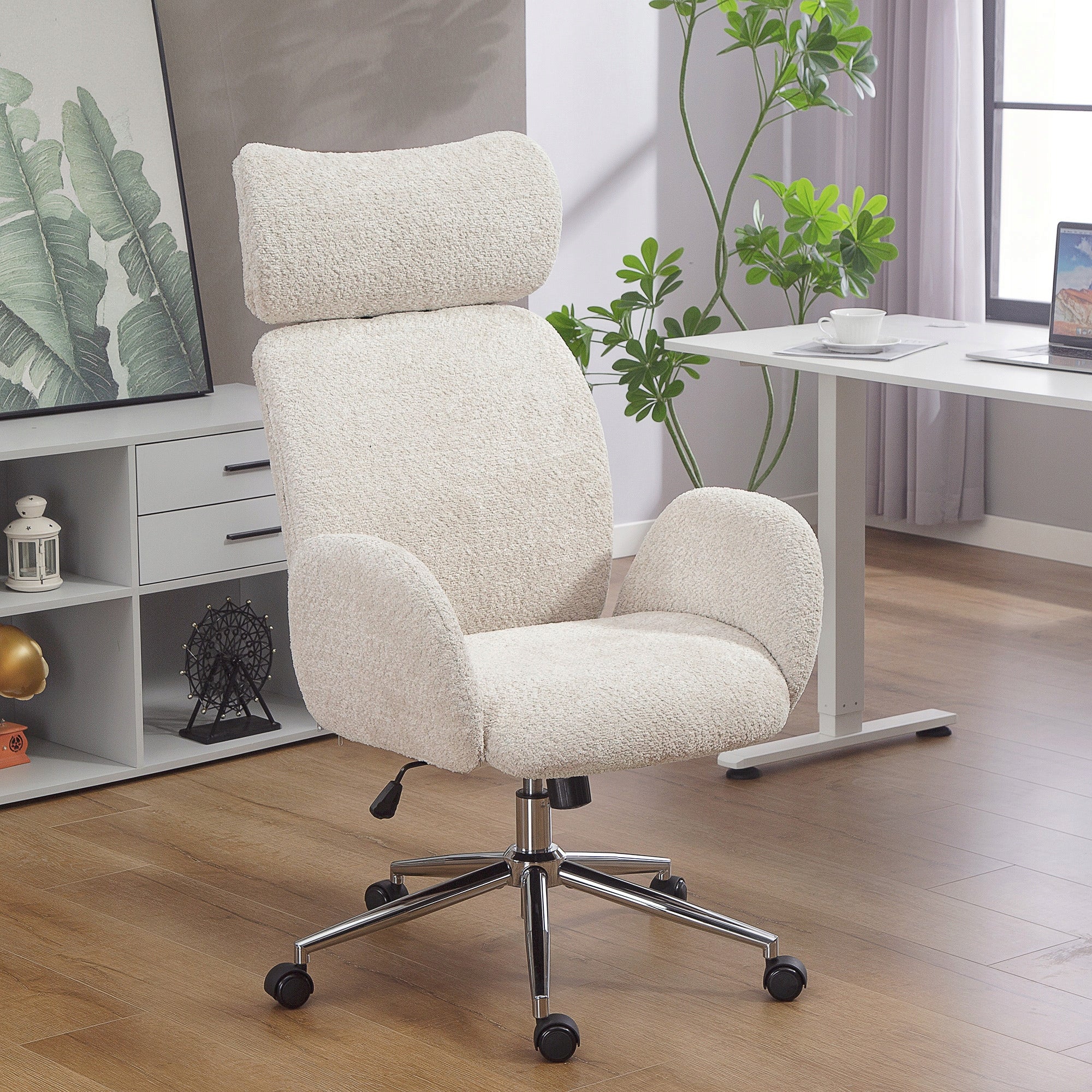 HOMCOM Office chair with adjustable headrest, tilt function, swivel Medical device no