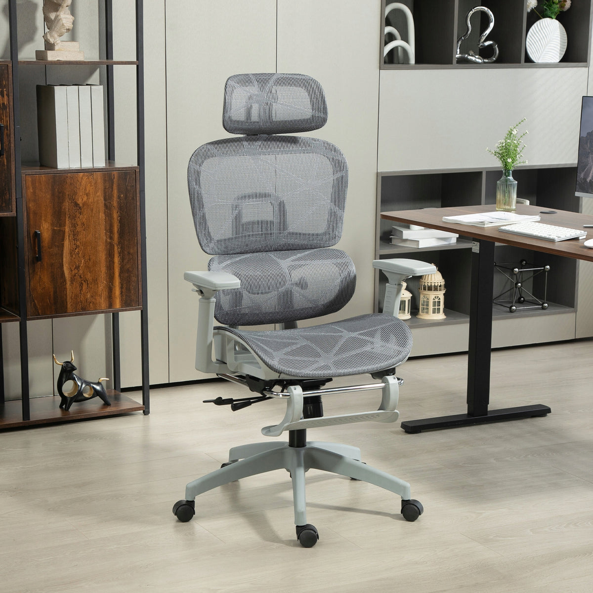 HOMCOM Office chair with armrests, headrest, lumbar support Medical device no